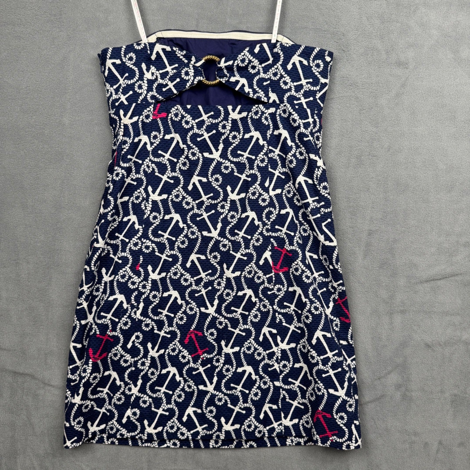 Lilly Pulitzer Strapless Clyde Mini Dress Anchor Nautical Size 0 Navy Pink White