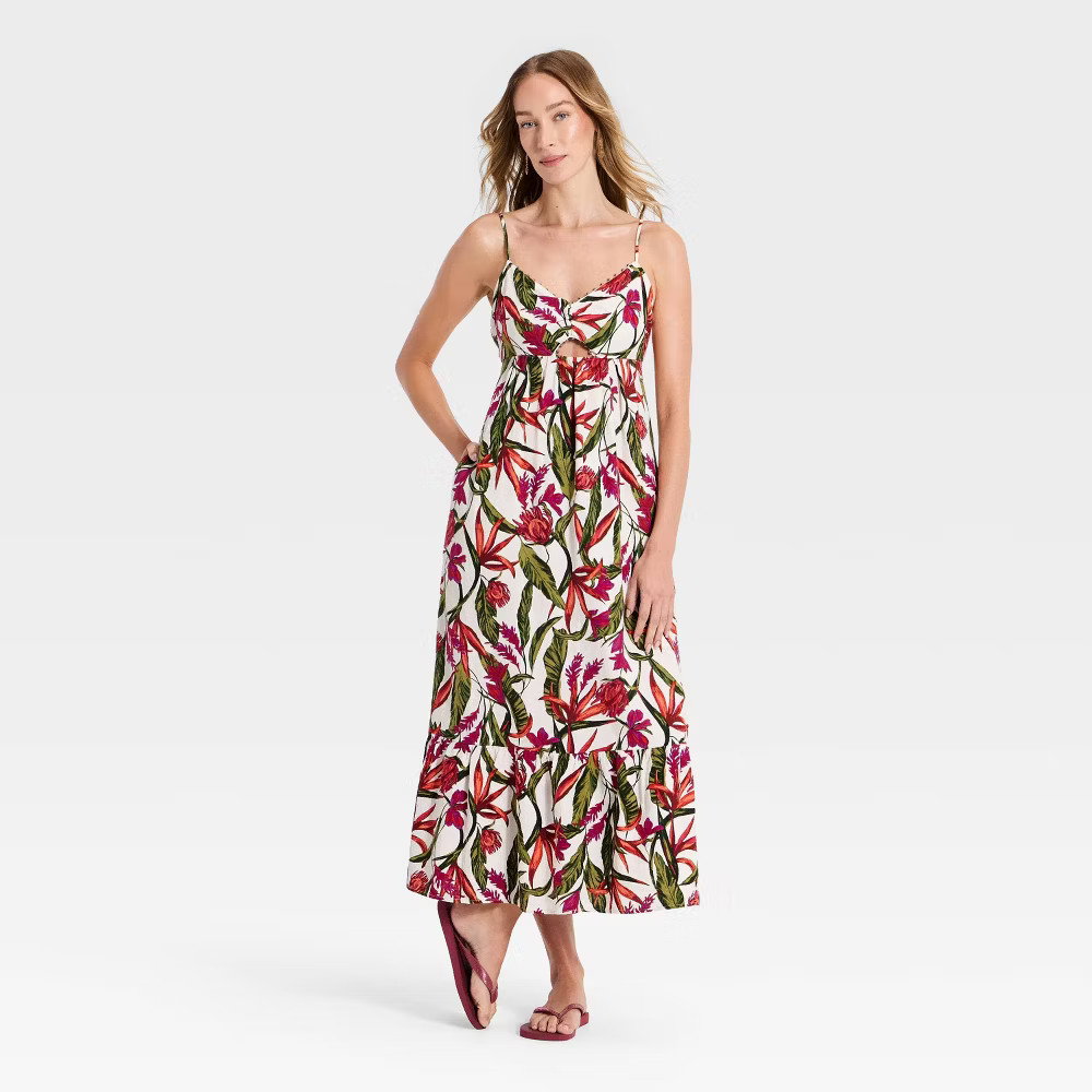 Women Beaded Strap Printed Maxi Dress – A New Day