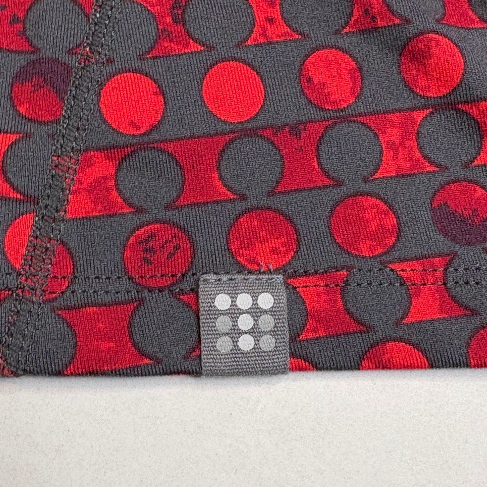 Title Nine Dream Dress Small Red Grey Geometric Dot 1/4 Zip Long Sleeve