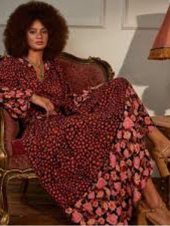 Oliver Bonas Animal Floral Print Midi Dress Size 12