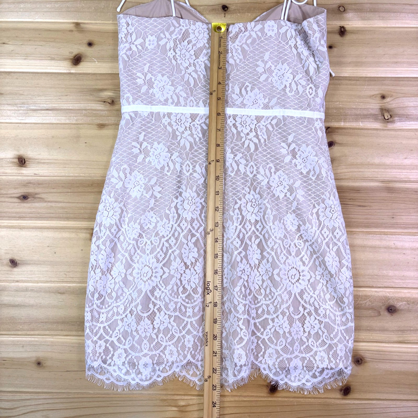 Superdown Dress Womens Small White Lace Beige Lottie Bustier Mini Dress