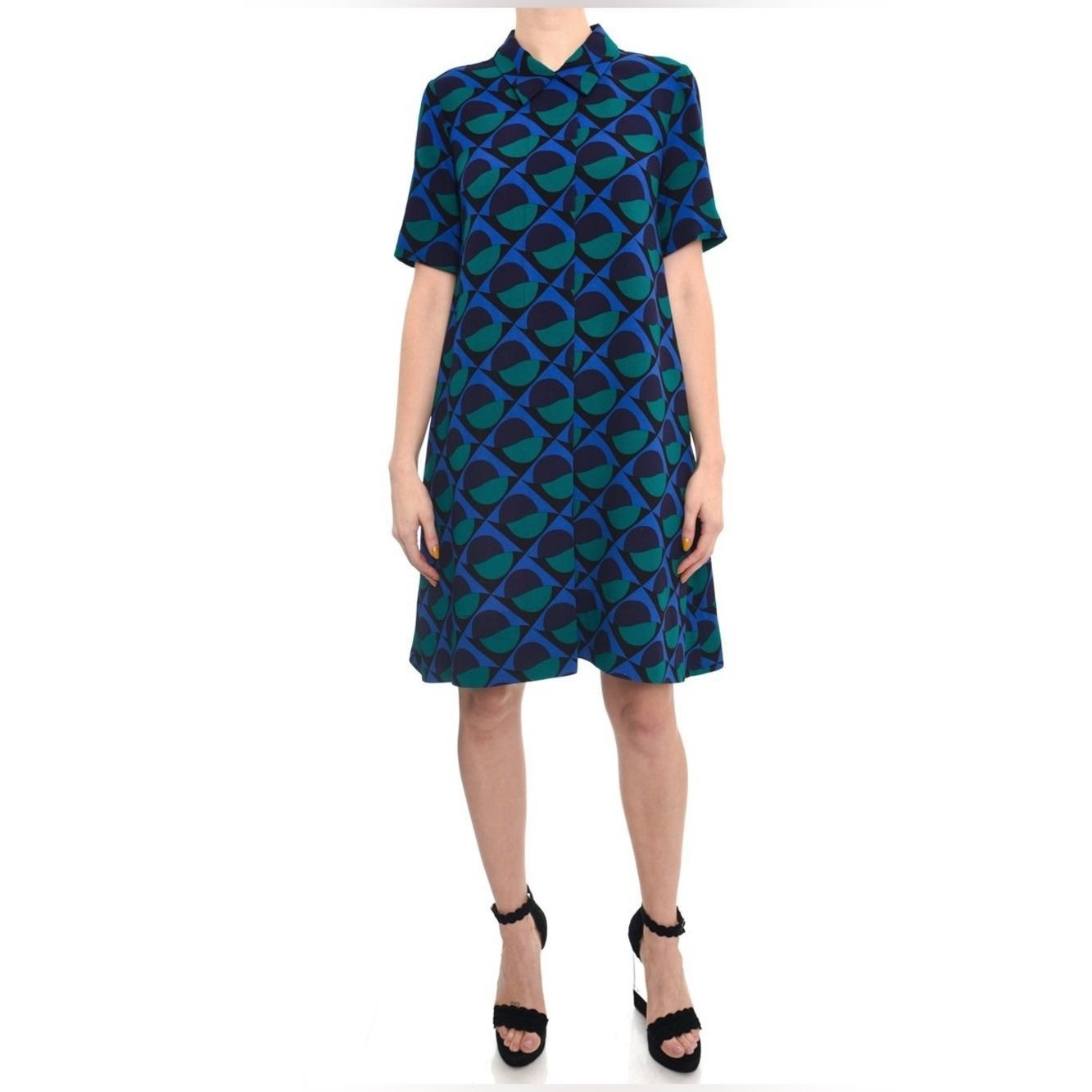 Marc by Marc Jacobs Blue Green Teal Graphic Op Art Shift Dress Woman’s size 4
