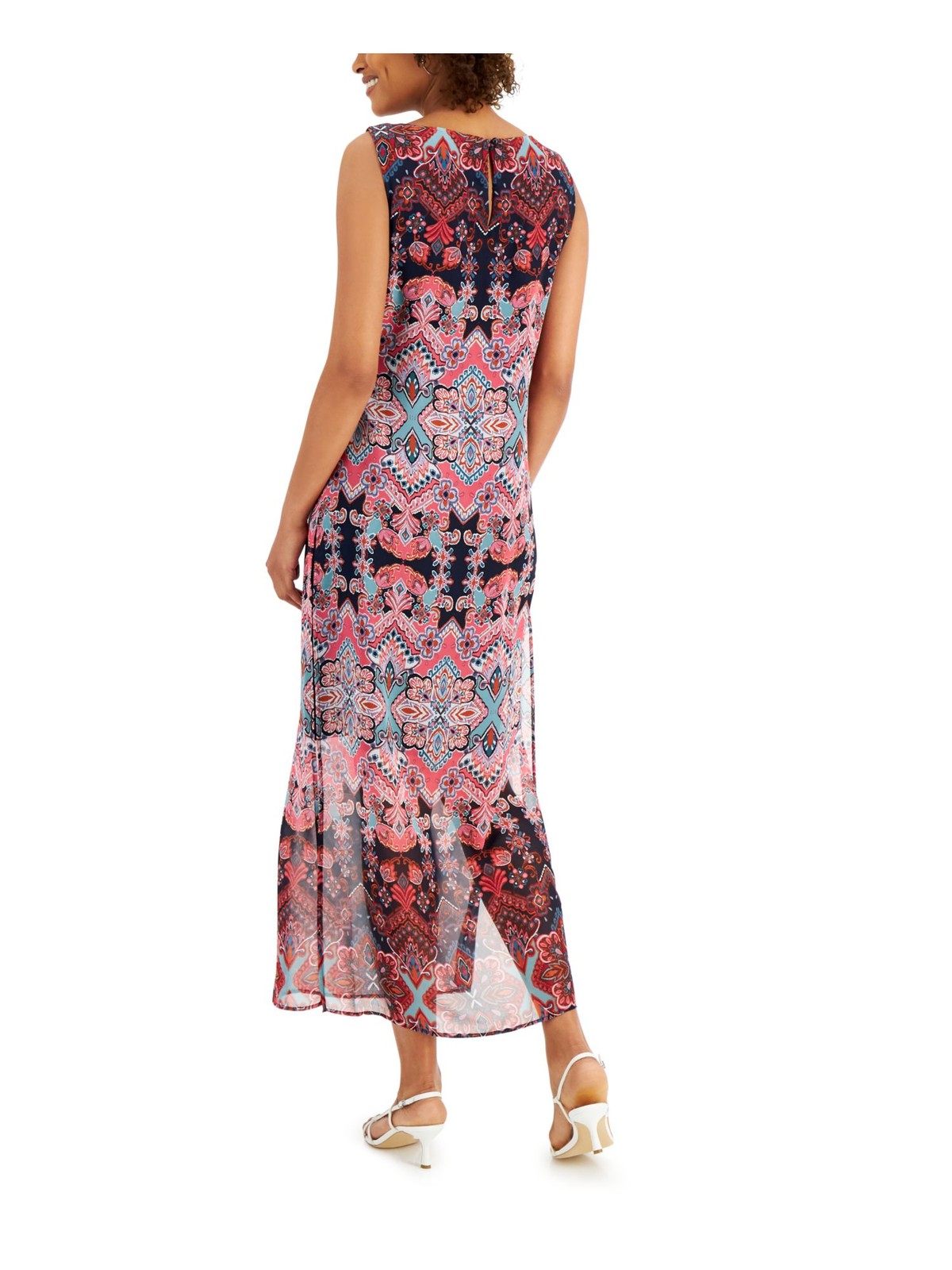 CONNECTED APPAREL Womens Navy Lined Back Closure Sleeveless Maxi Dress 14