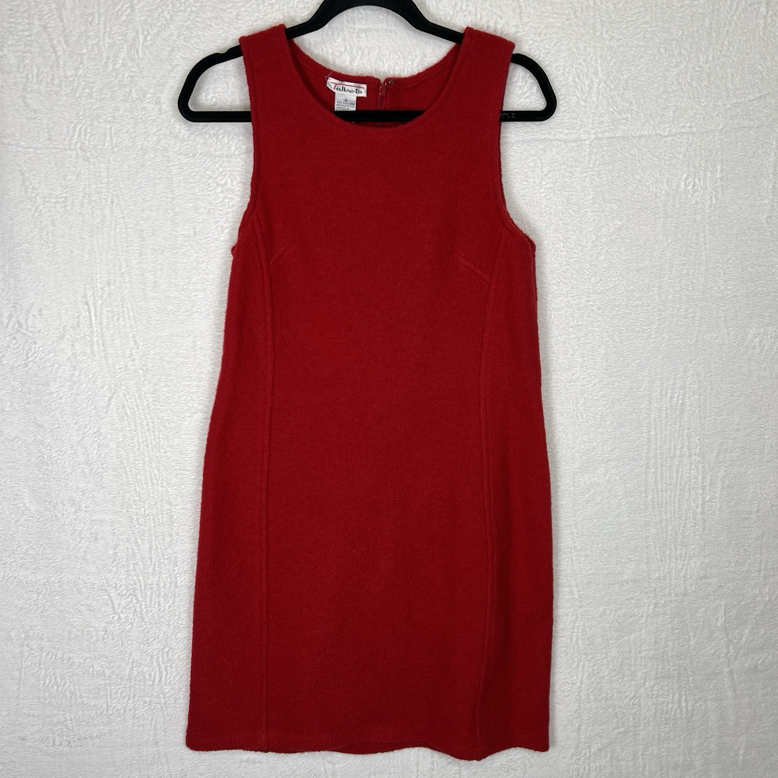 VTG Talbots Jumper Dress Womens 10 Red Wool Academia Layering Minimalist Capsule