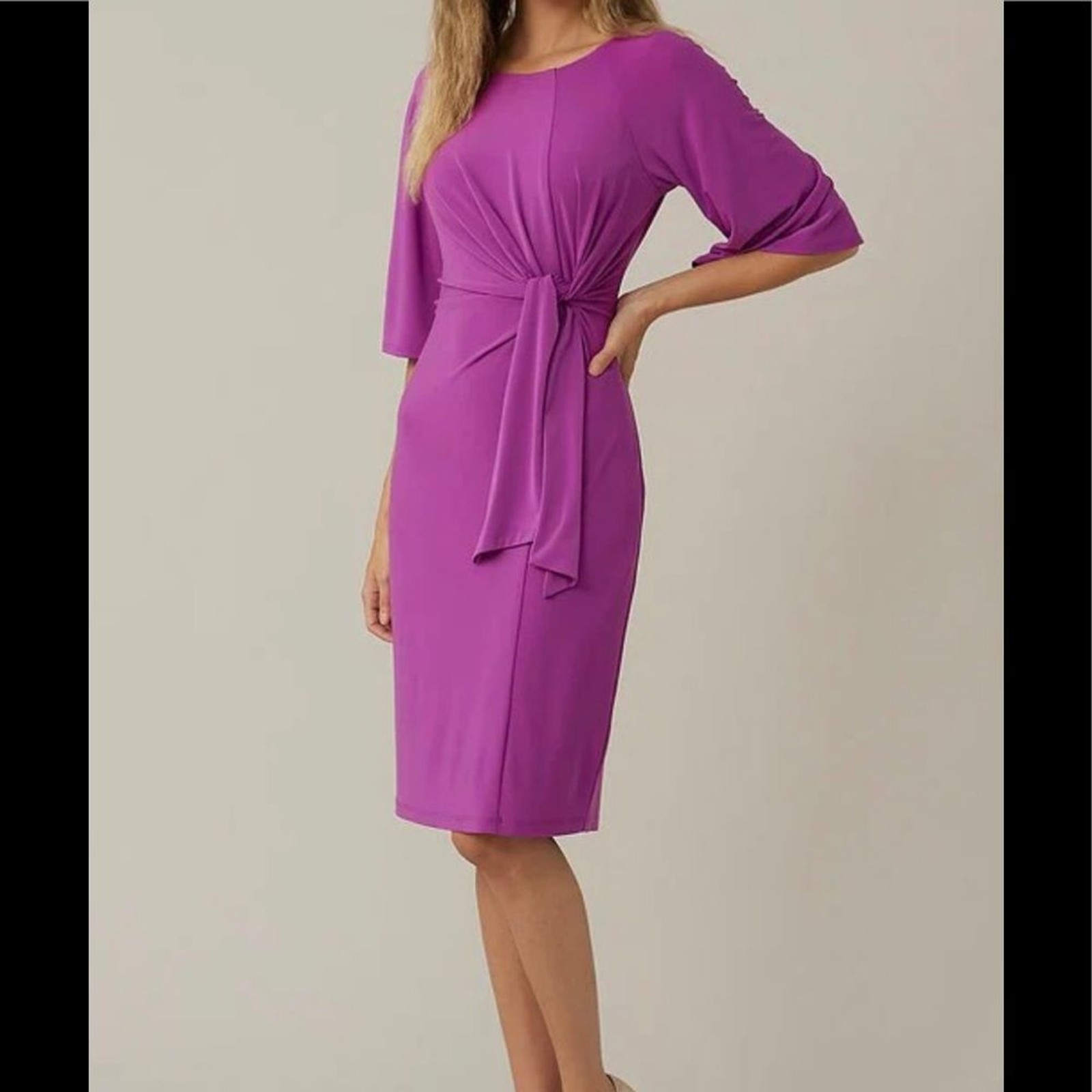 Joseph Ribkoff Fuchsia Tie-Waist Sheath Dress