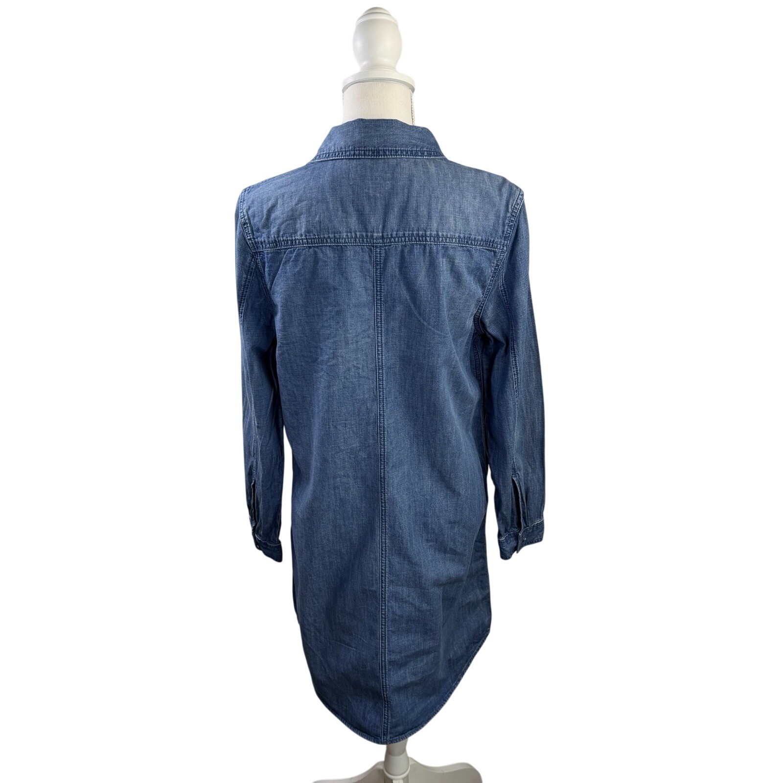 GAP Women’s Chambray Medium Mini Button Up Long Sleeve Shirt Dress