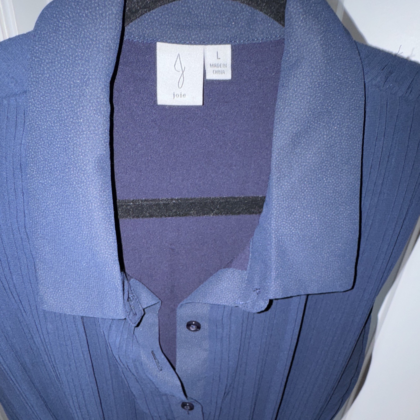 Joie Solid Blue Sleeveless Collared Button-Front Belted Jumpsuit One-Piece L