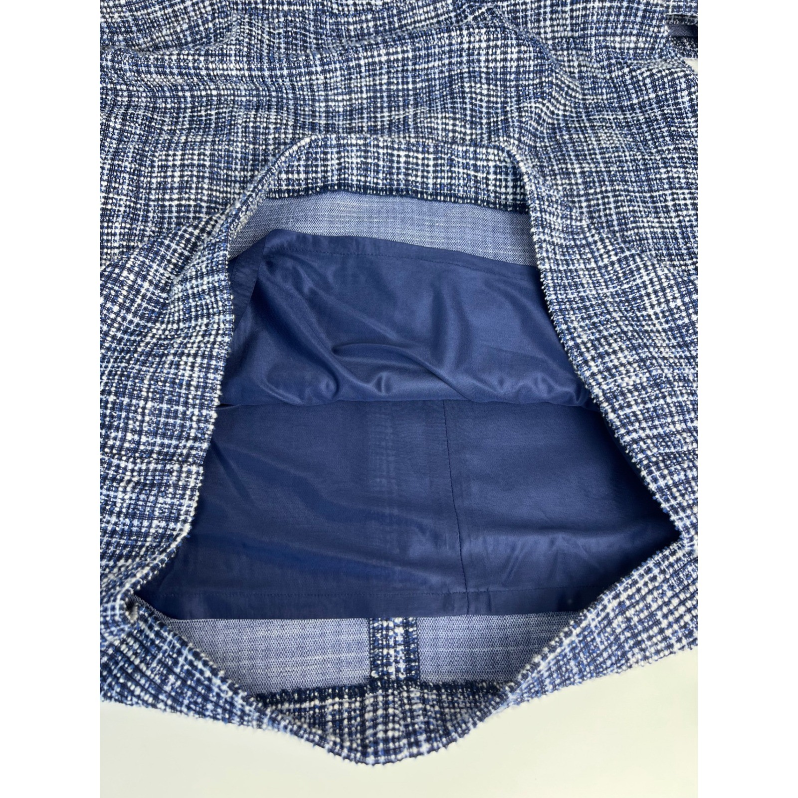 Talbots Tweed Dress Womens 12 Blue White Boucle Belted Sheath Academia Career