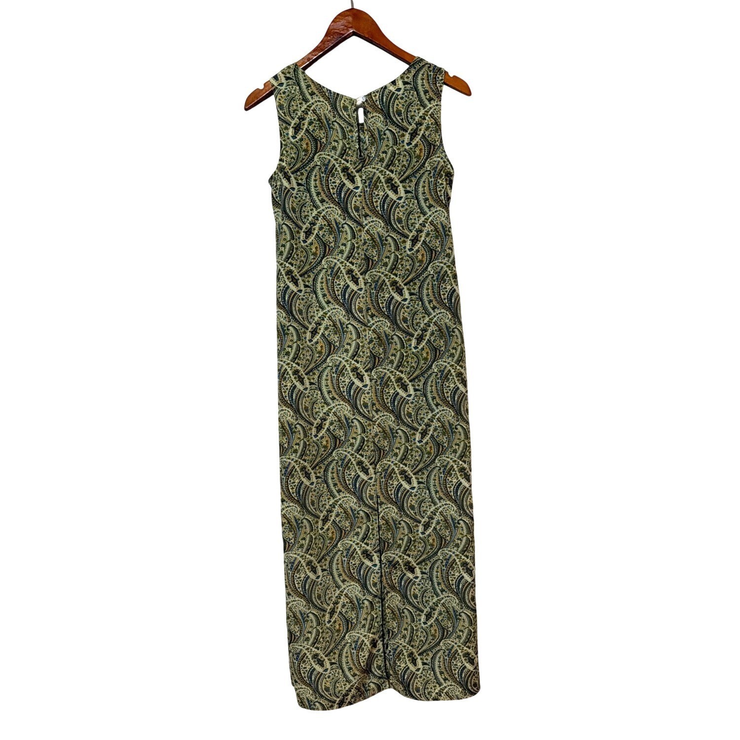 Green Paisley Sleeveless Maxi Dress Boho Lightweight Fabric Womens Size M summer