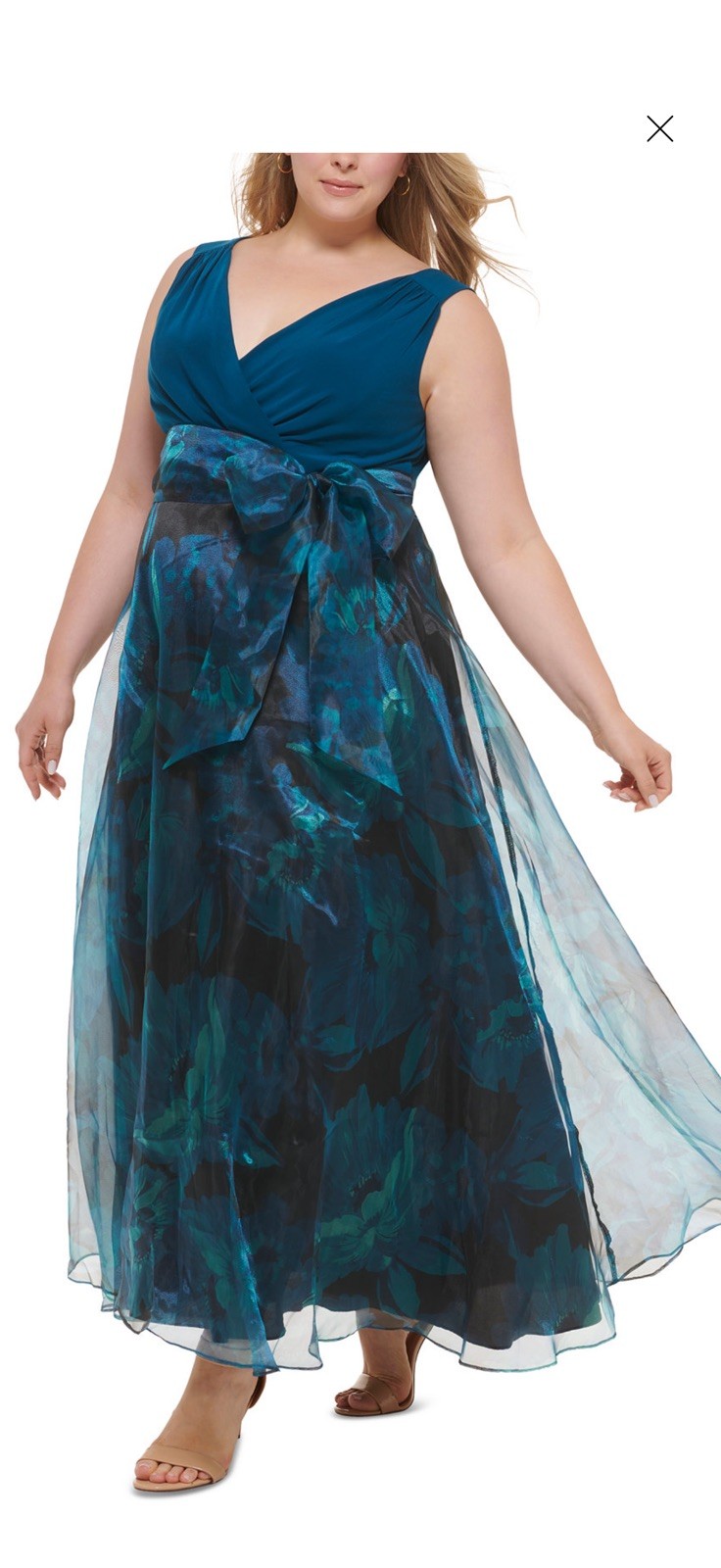Eliza J Elegant Green Teal Organza Gown Formal Event Wedding Dress Size 22W