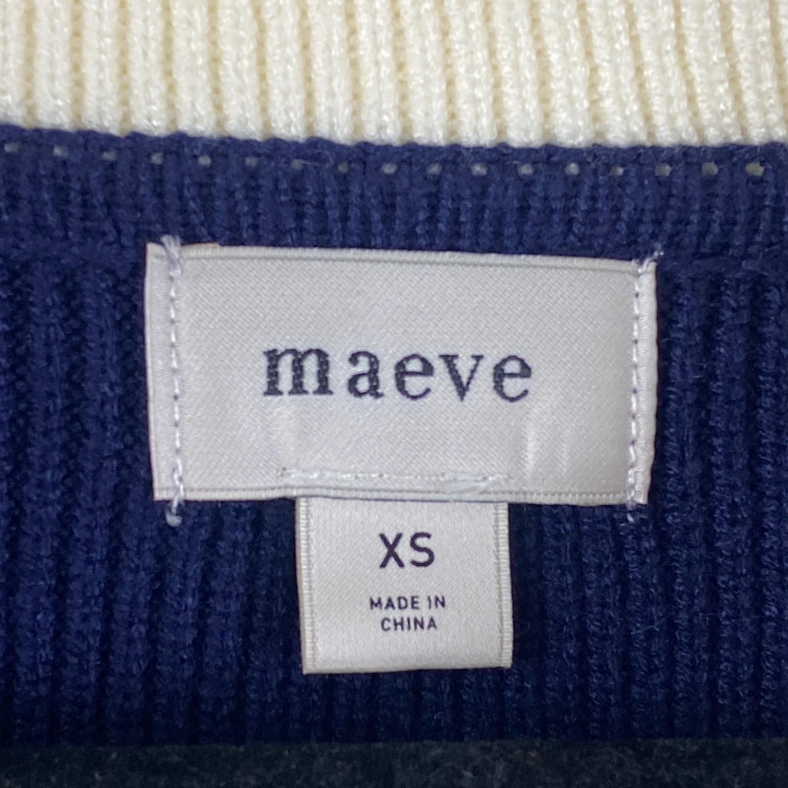 Maeve Anthropologie Flat White Varsity Sweater Twofer Mini Dress Size XS Navy