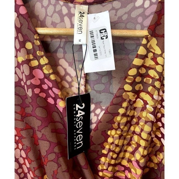 24/7 Boho Animal Print Patchwork Bodycon Maxi Dress Size M NWT Faux Wrap Fitted