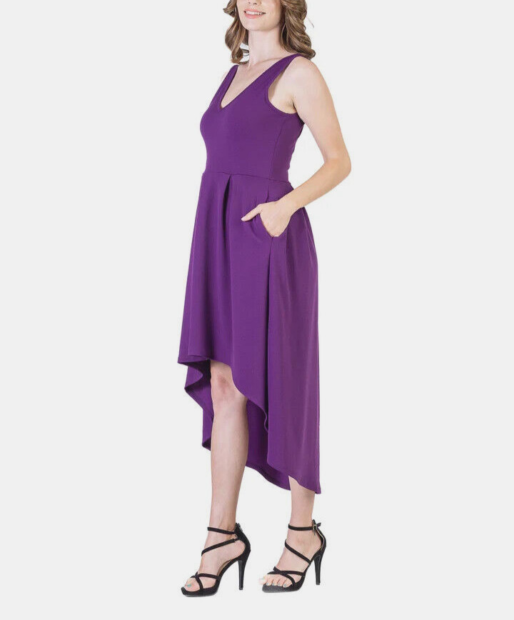 24seven V-neck Sleeveless Hi-low Dress Size M # 7A 1594 Blm