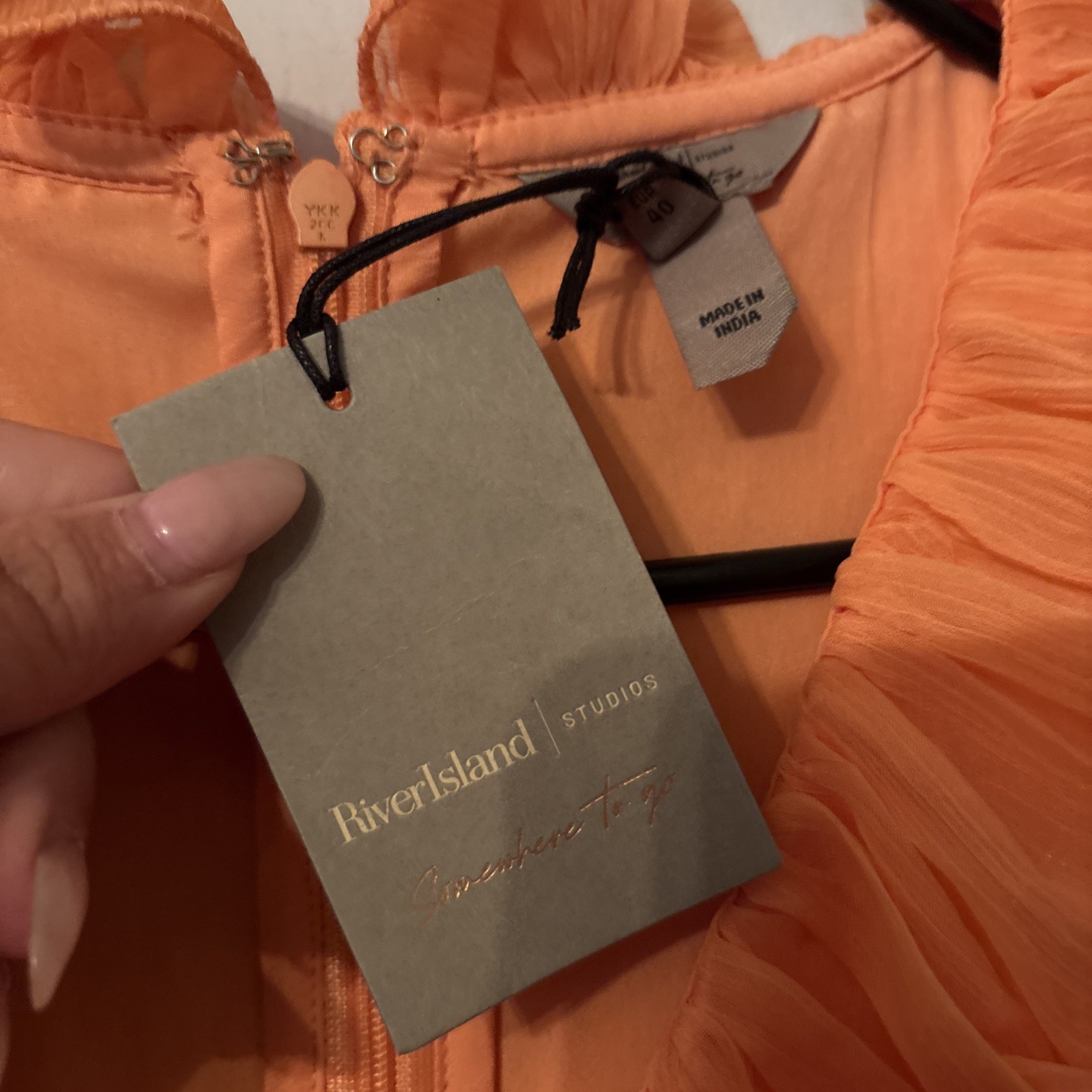 River Island Coral Ruffle Floaty Summer Fairycore Dress. Size 14. New with Tags