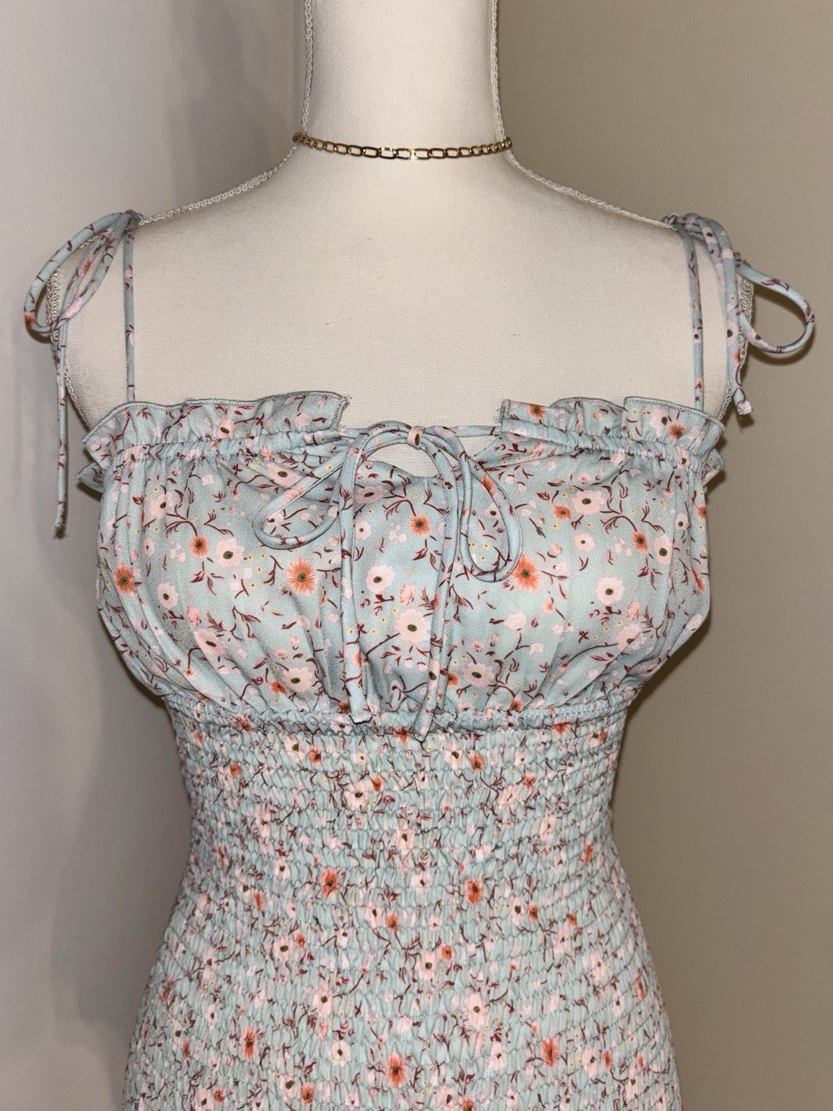 New Windsor Light Blue Floral Bodycon Stretch Mini Dress – Size Small