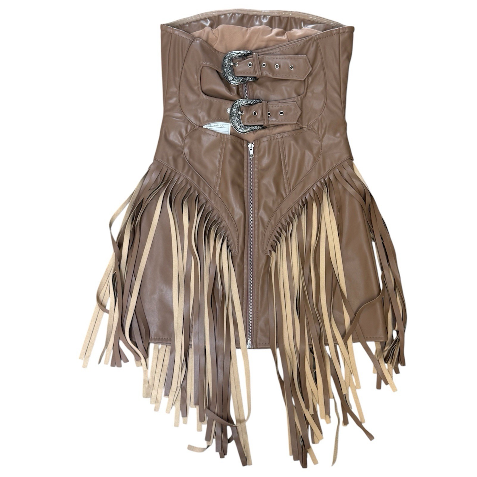 NWT Leather Fringe Western Mini Dress Sz S