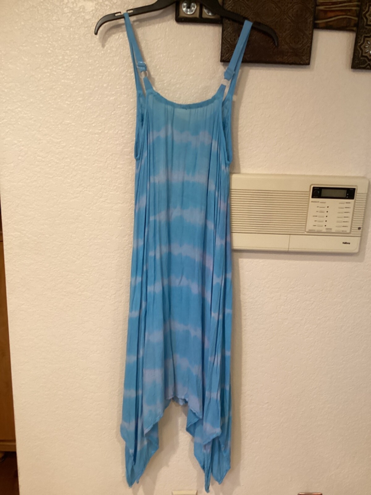 Sakkas Batik Spaghetti Adjustable Straps Aqua Stripes 38”Cx44”L One Size
