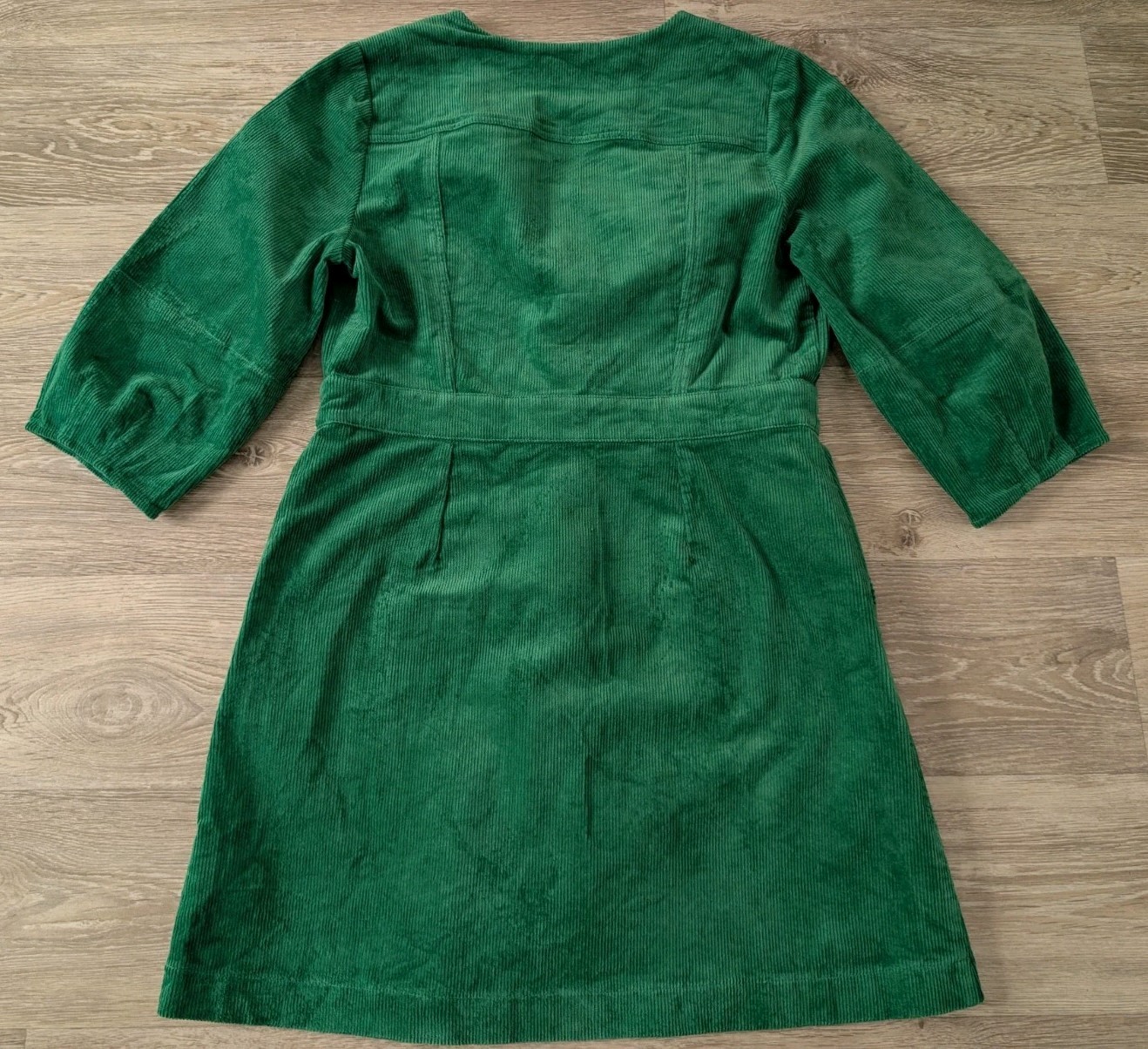 Oliver Bonas Green Corduroy V-Neck Mini Dress UK Size 10