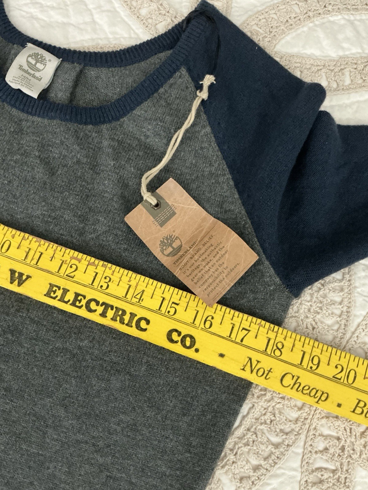 Timberland Original Sweater Dress M/ Slim Fit Gray/Navy Knit Short Wool/Cotton