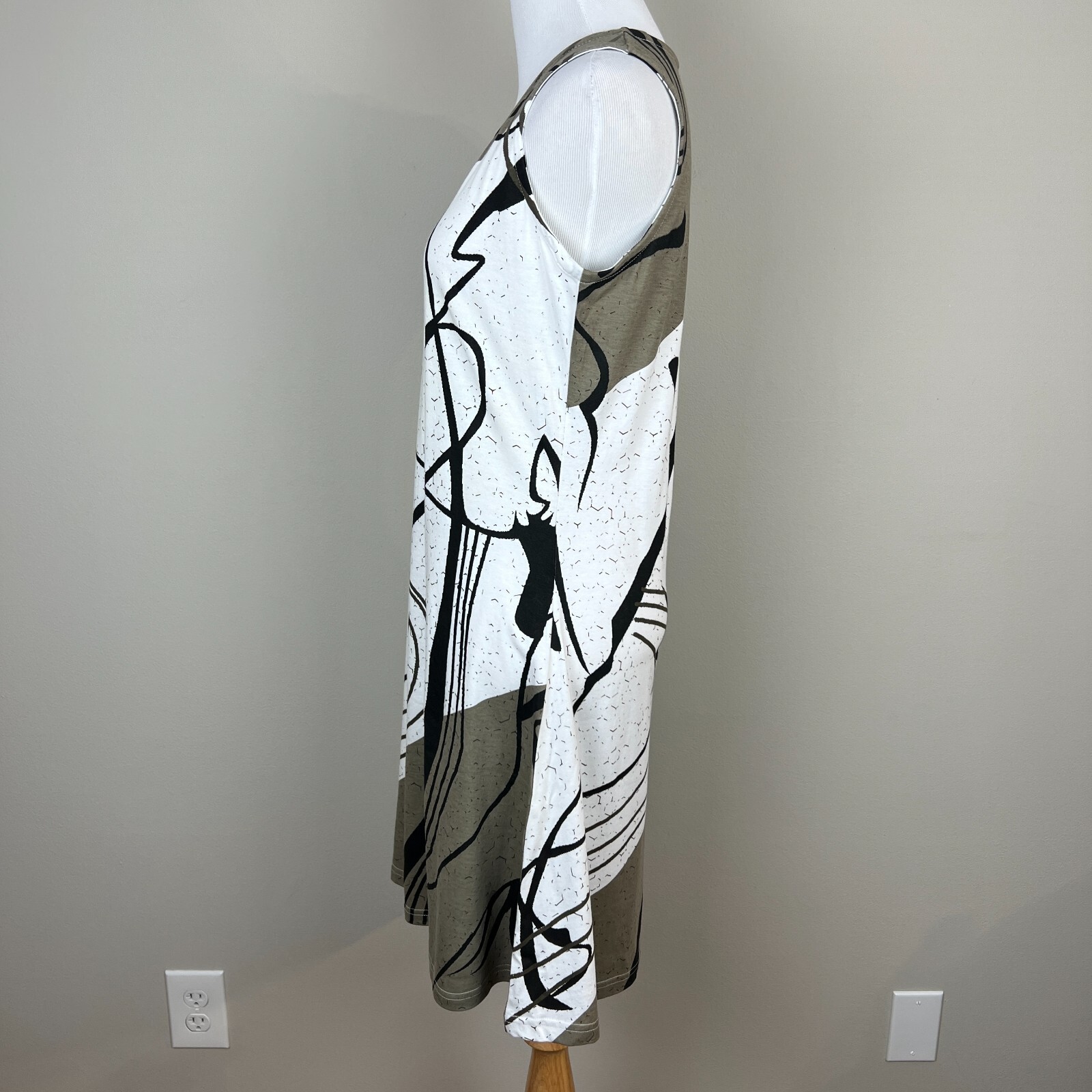 Parsley & Sage Dress Womens Small Printed Mini A-Line Sleeveless Black White New