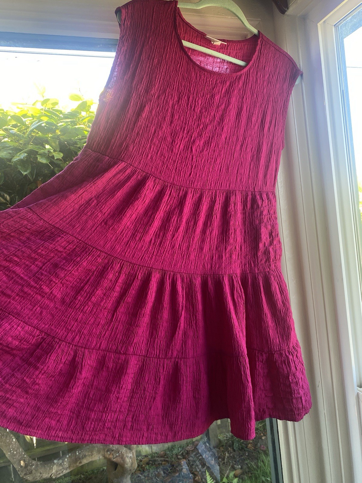Knox Rose Pink Magenta Dress Round Neck Sleeveless Short Size M Tiered