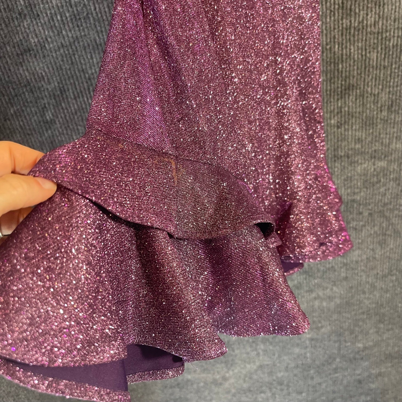 Dear Moon Glitter Ruffle Backless Bow Tie Mini Dress Junior 1 Purple Y2K Fairy