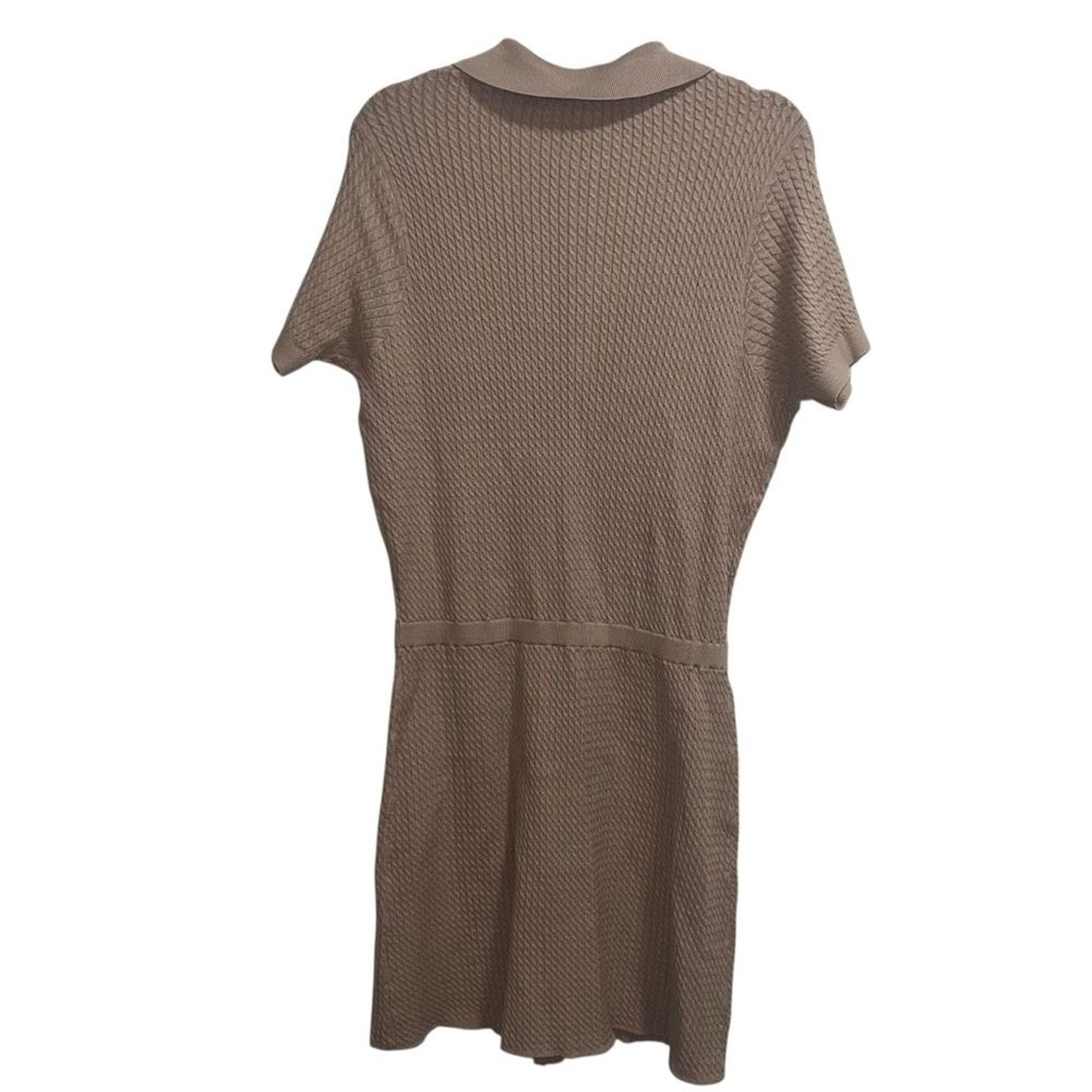 NEW NWT WeWoreWhat Cable Knit Polo Dress In Beige SIZE L