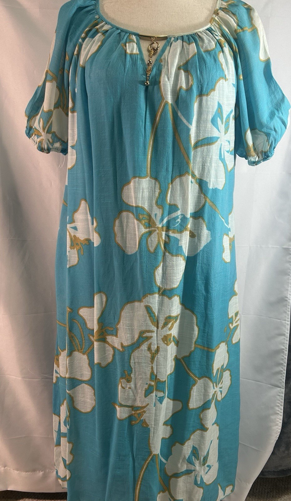 Mile Gabrielle Womens Dress Blue White Beach Tie Front Resort Cruise Size L NEW
