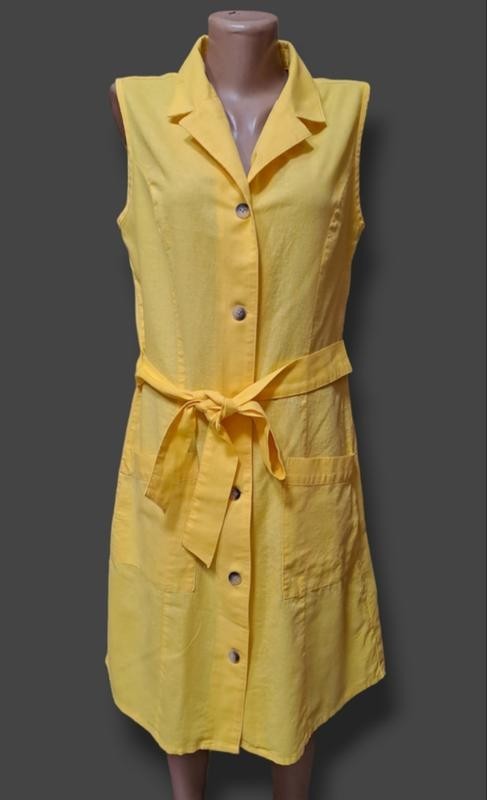 Esmara Yellow Button Up Sleeveless MIDI Dress Size 38