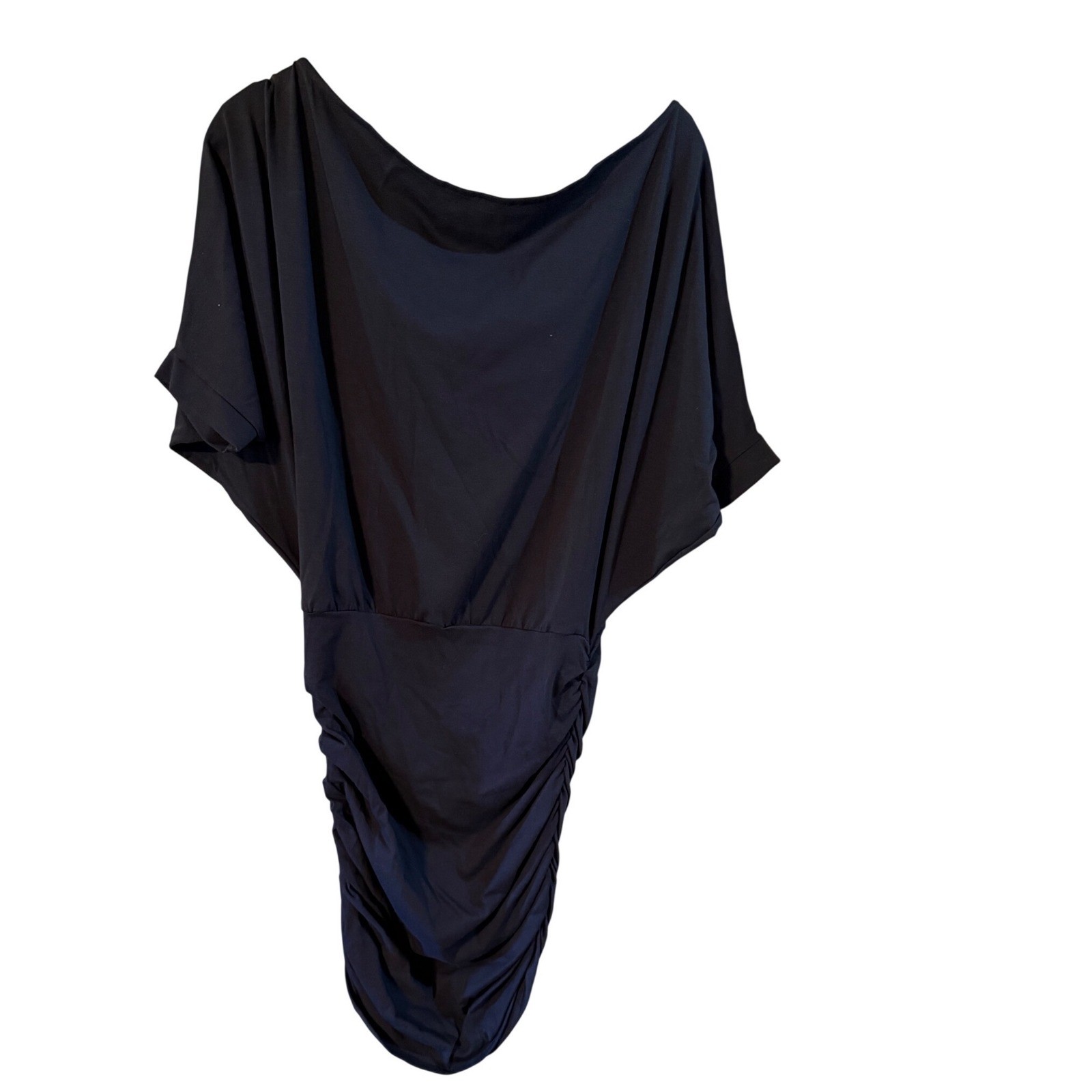 Mapale Navy Blue Batwing Ruched Mini Dress XL Made in Colombia Sexy Clubwear