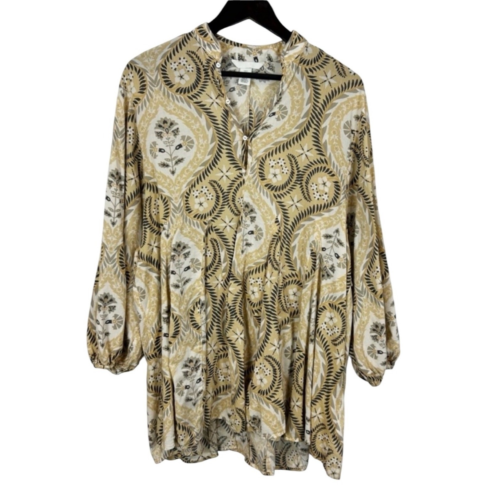 H&M Cream & Tan Paisley Dress Size Medium