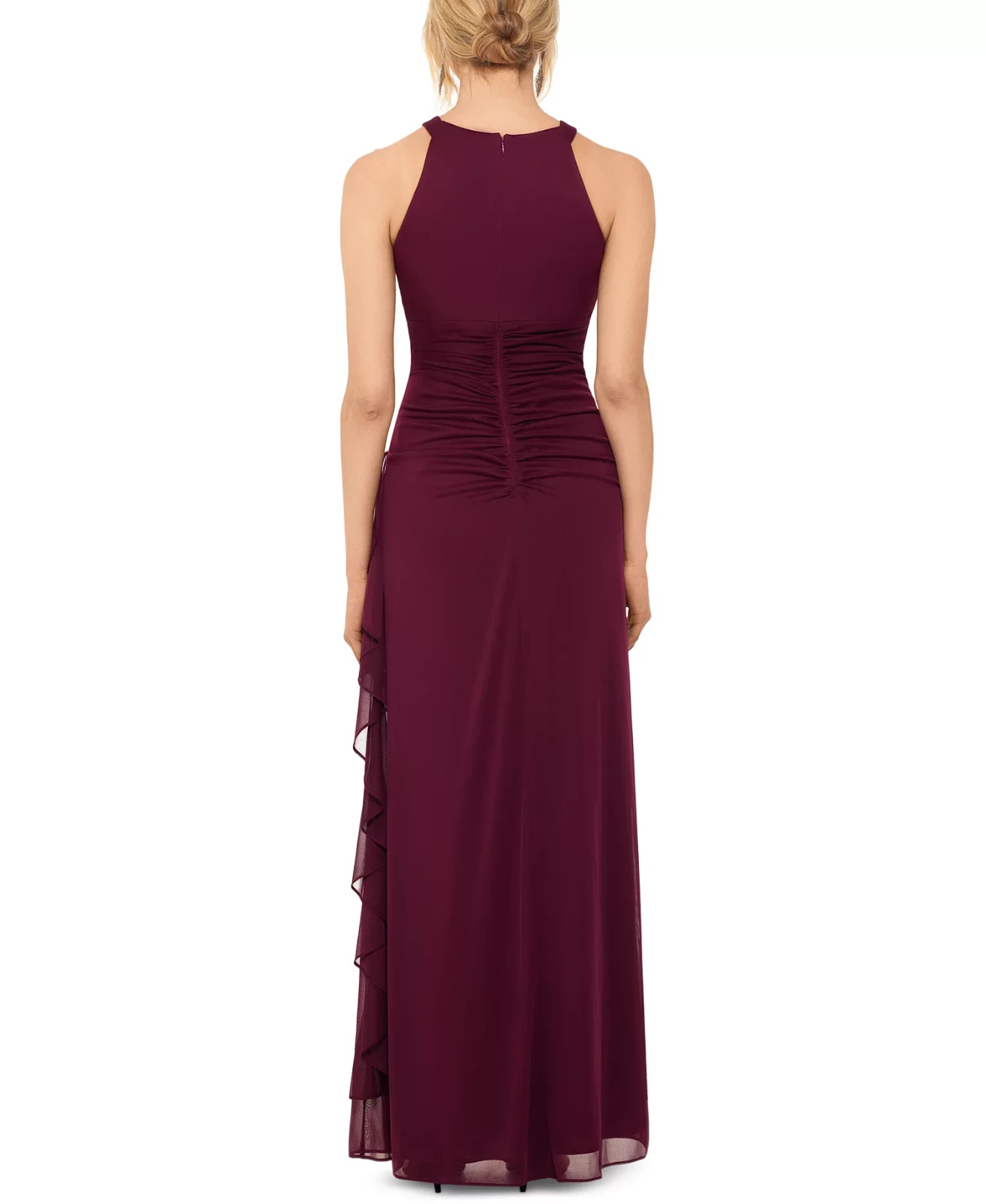 B&A By Betsy and Adam Ruched Halter Gown – Garnet – 8 NEW Msrp $119 Q17