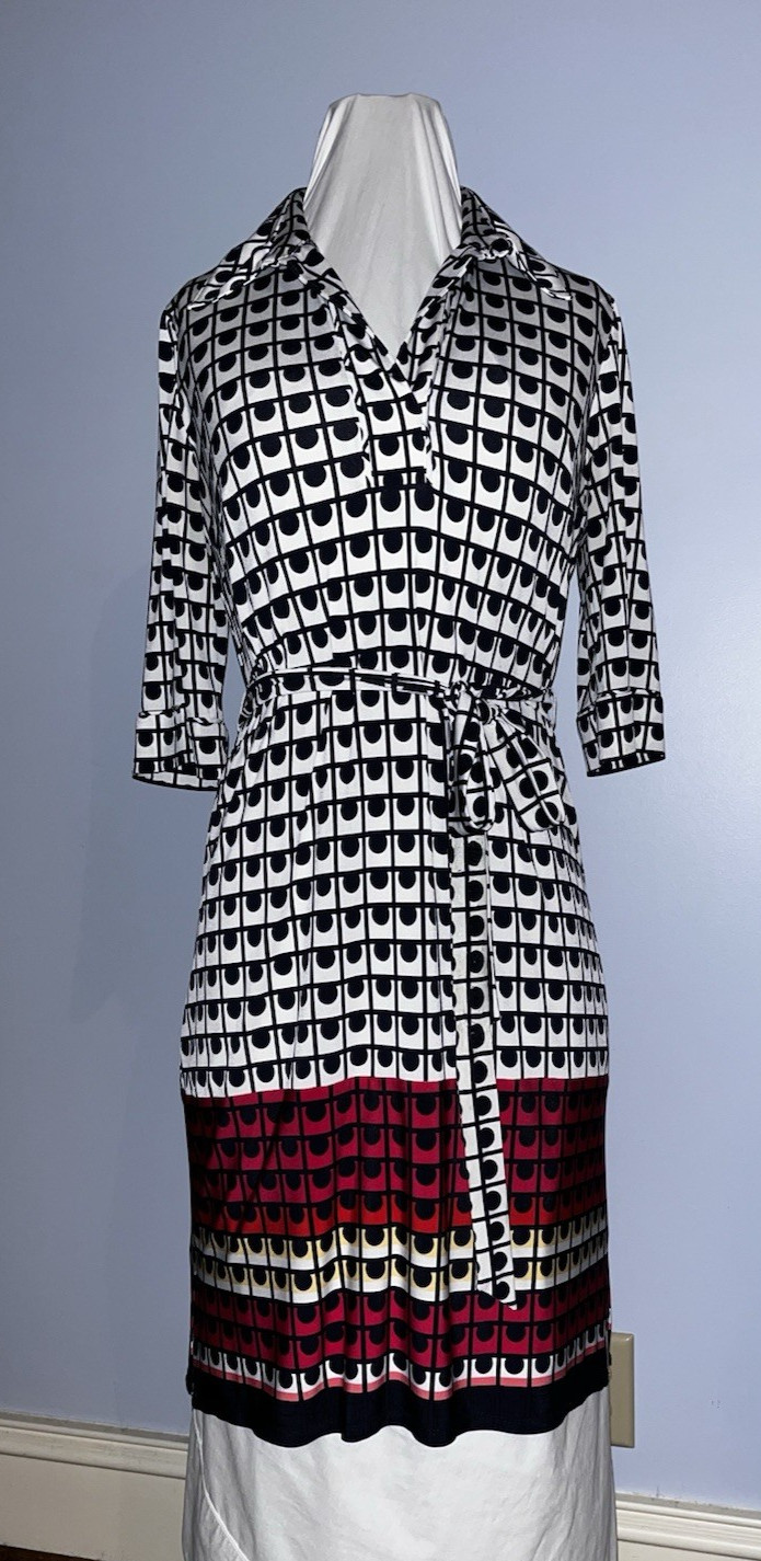 Laundry by Design Women’s Geometric Dots black white & red women’s dress Sz 10