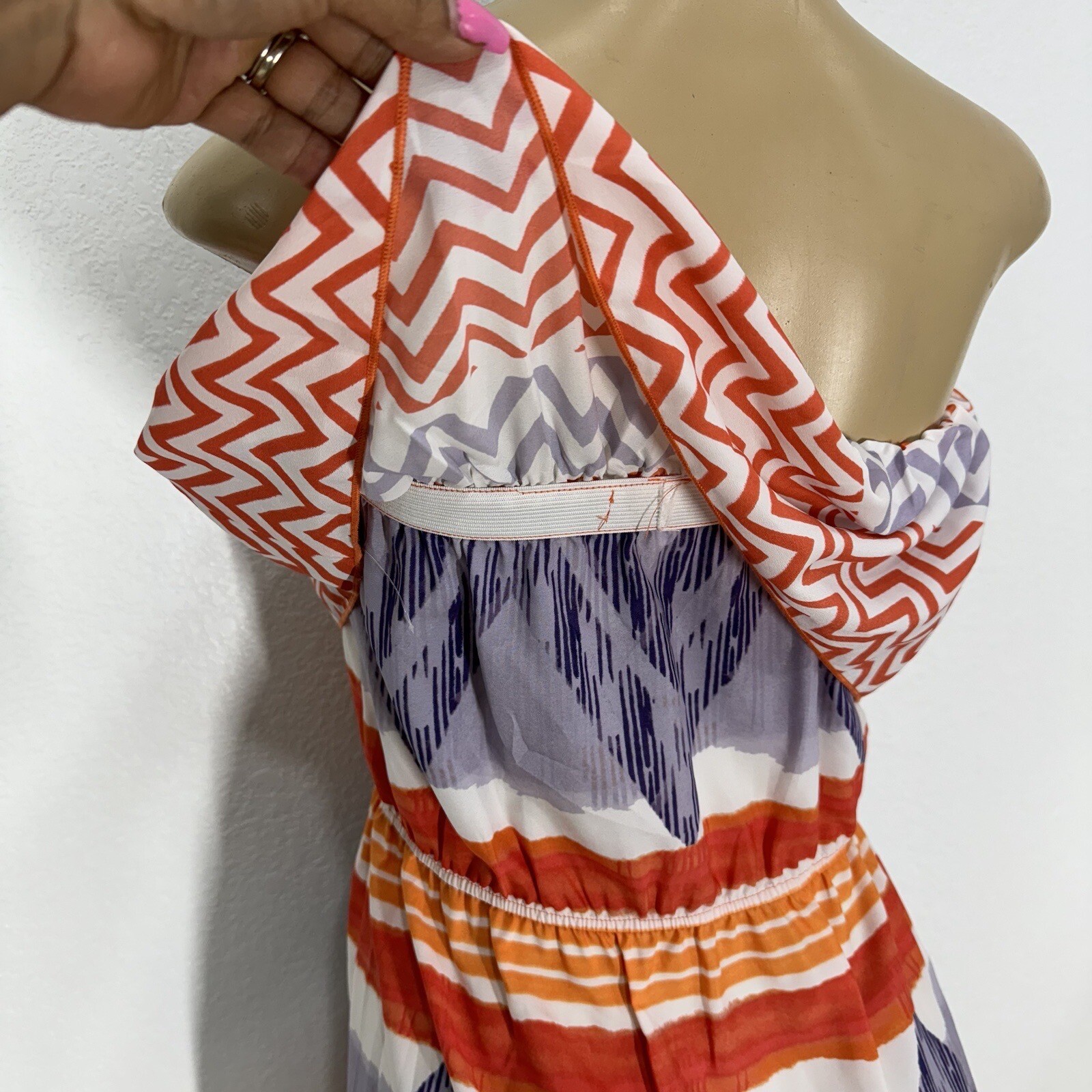 GLAM Polyester Light Weight Off The Shoulder Sun Dress Womens Size S Casual New