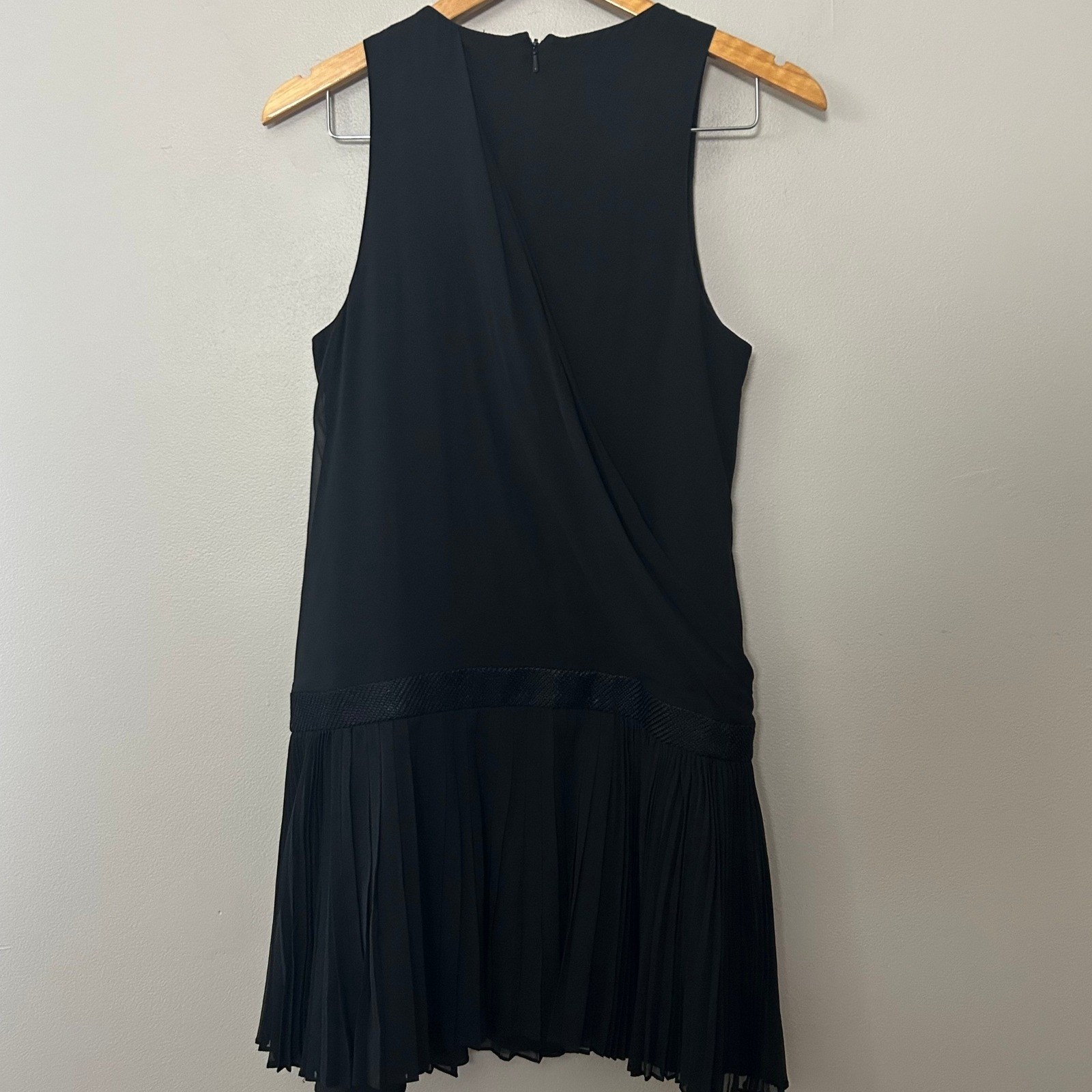 Rag & Bone Mini Dress Women 6 Black Silk Blend Pleated Draped Drop Waist LBD