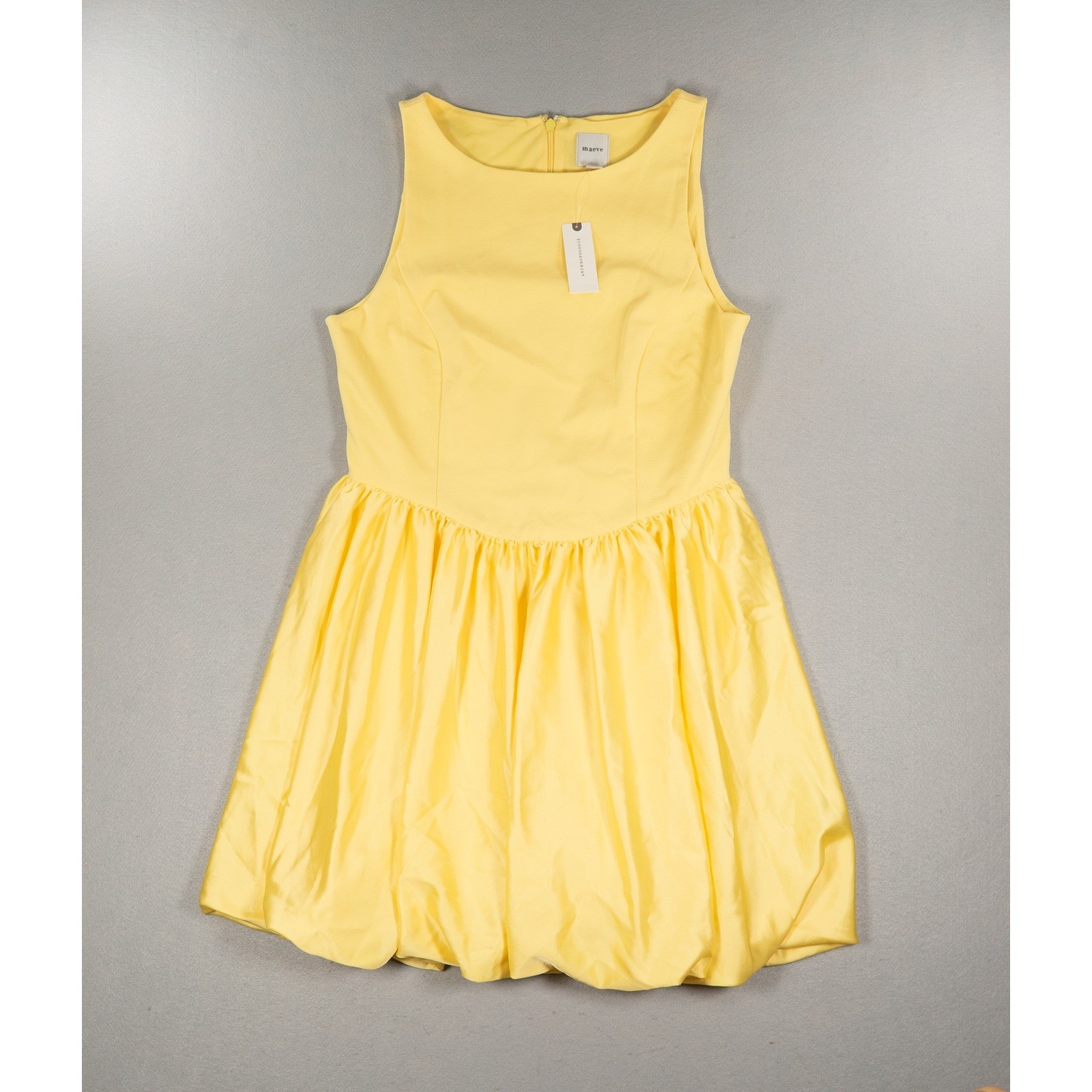 Maeve Anthropologie Yellow Bubble Hem Sleeveless Mini Dress Size M NWT