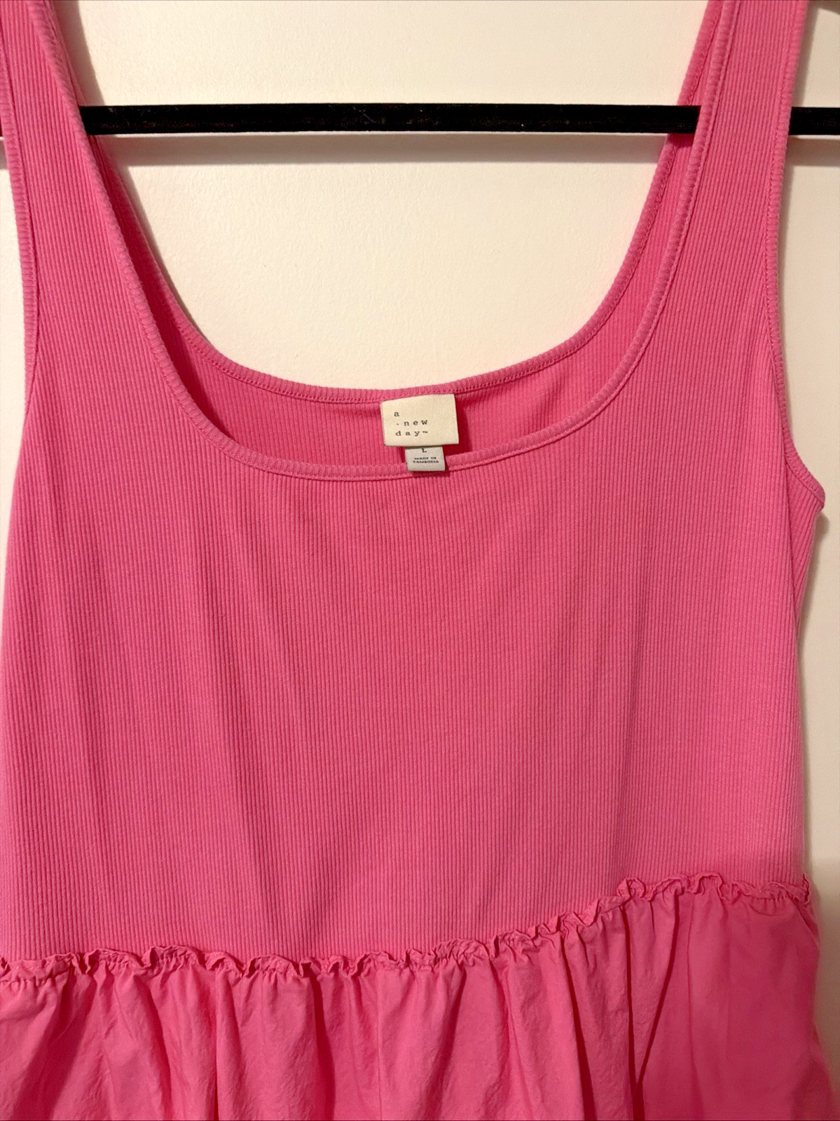 NEW NWT Pink Sz Large Sleeveless High Low Casual Dress Side Pockets A NEW DAY