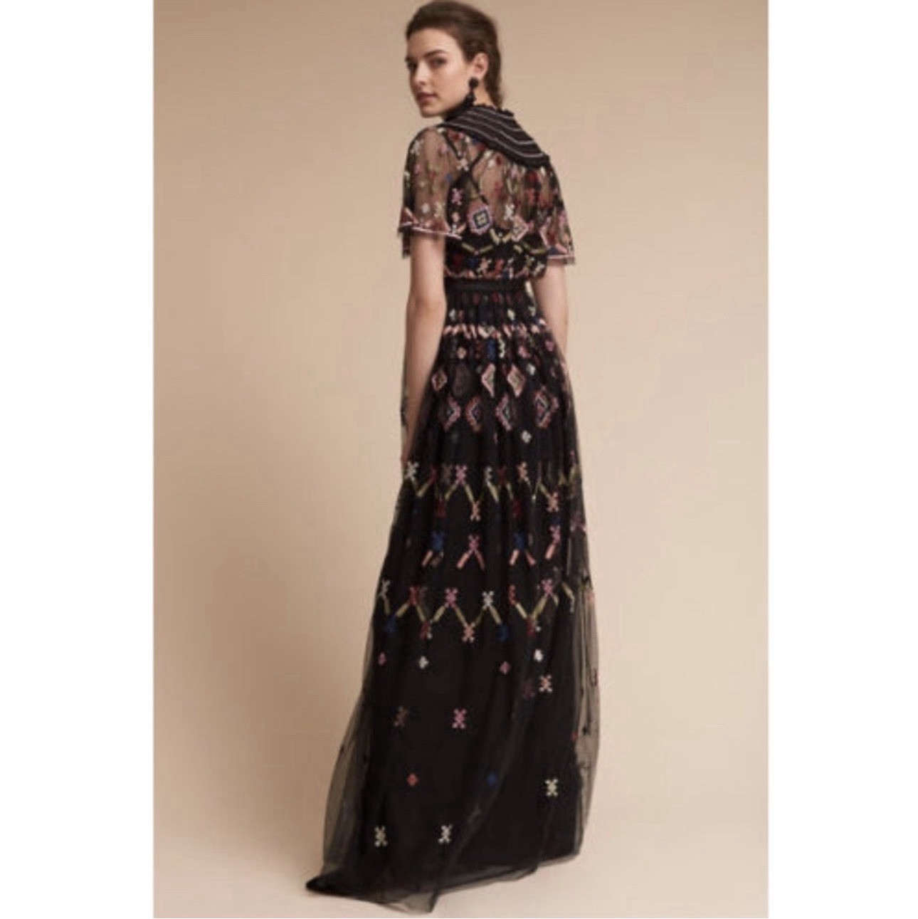 Needle & Thread Florentine Embroidered Maxi Dress Sz 6