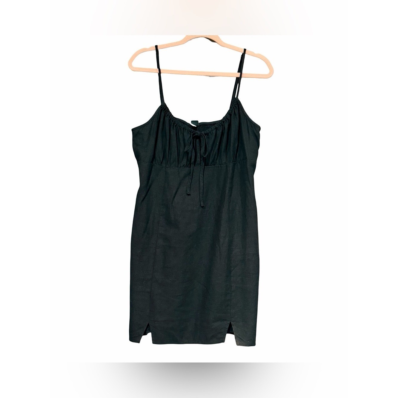 Wild Fable Ruched Linen Blend Slip Dress Minimalist Effortless Everyday