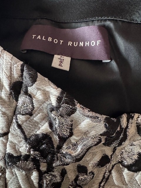 Talbot Runhof, Silver/Black, Brocade Cocktail Dress, Size 40 (DE) Unworn