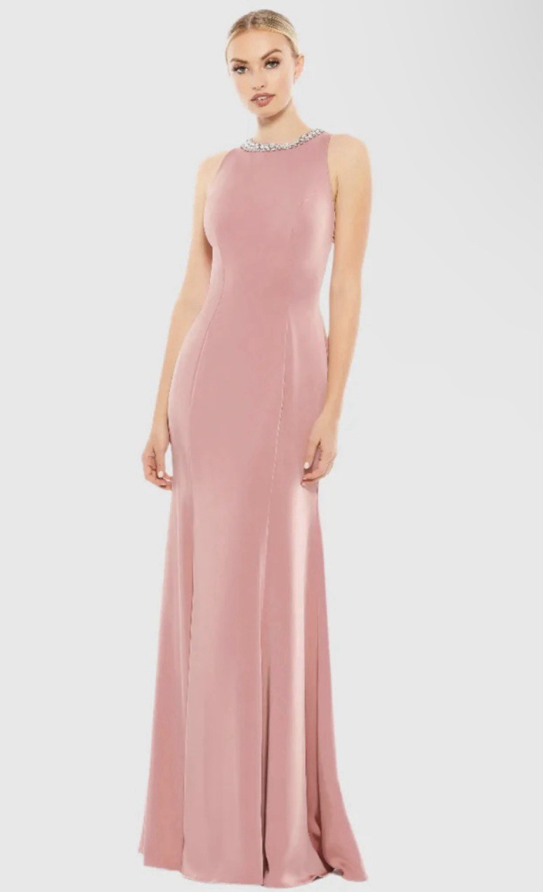 Mac Duggal 49093 Sz 2 Pink Embellished Neckline Sleeveless Trumpet Gown