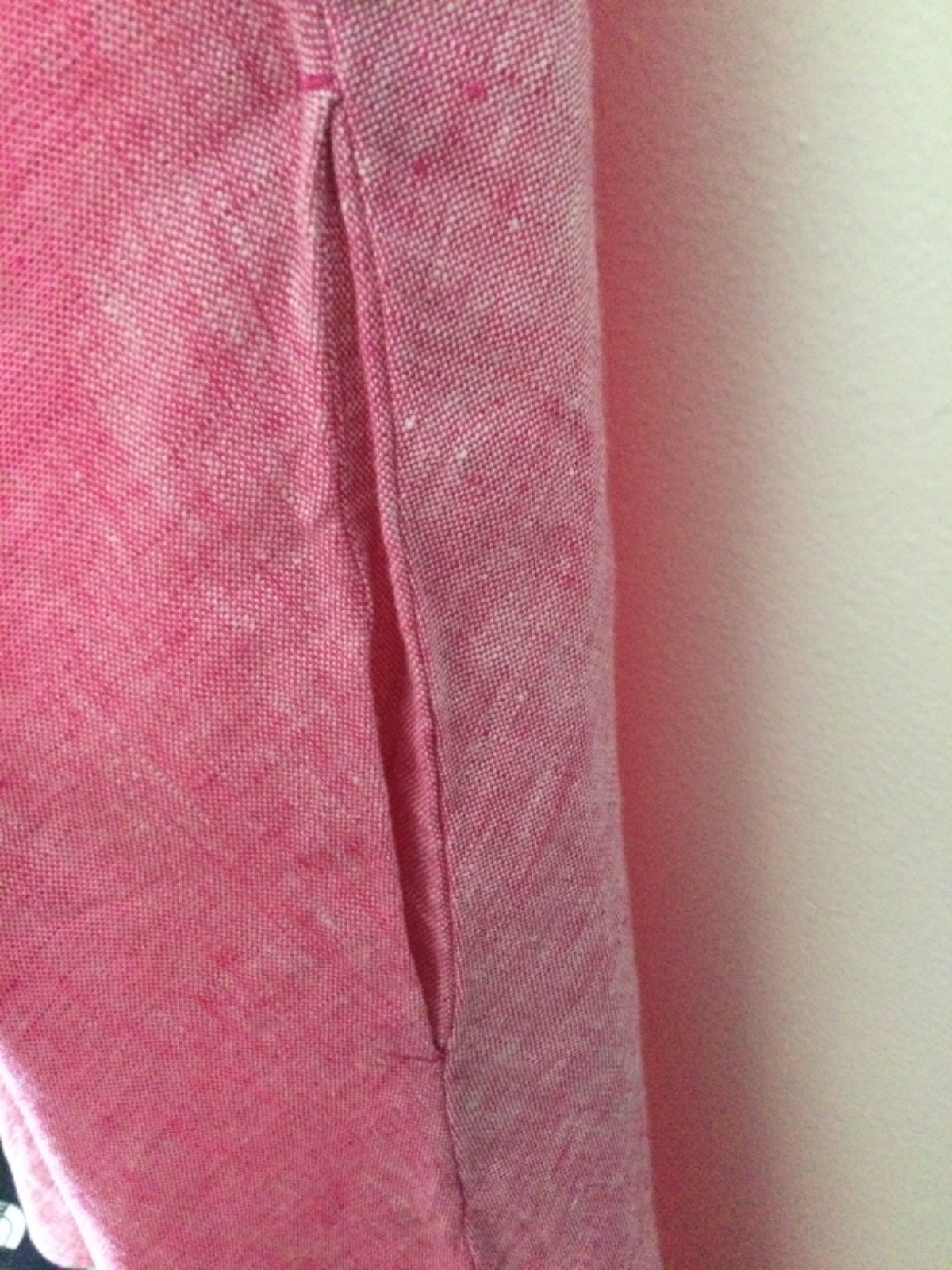 Lands End Pink Heather Linen Midi Dress A-Line Pockets Women Sz ST Boho Coastal