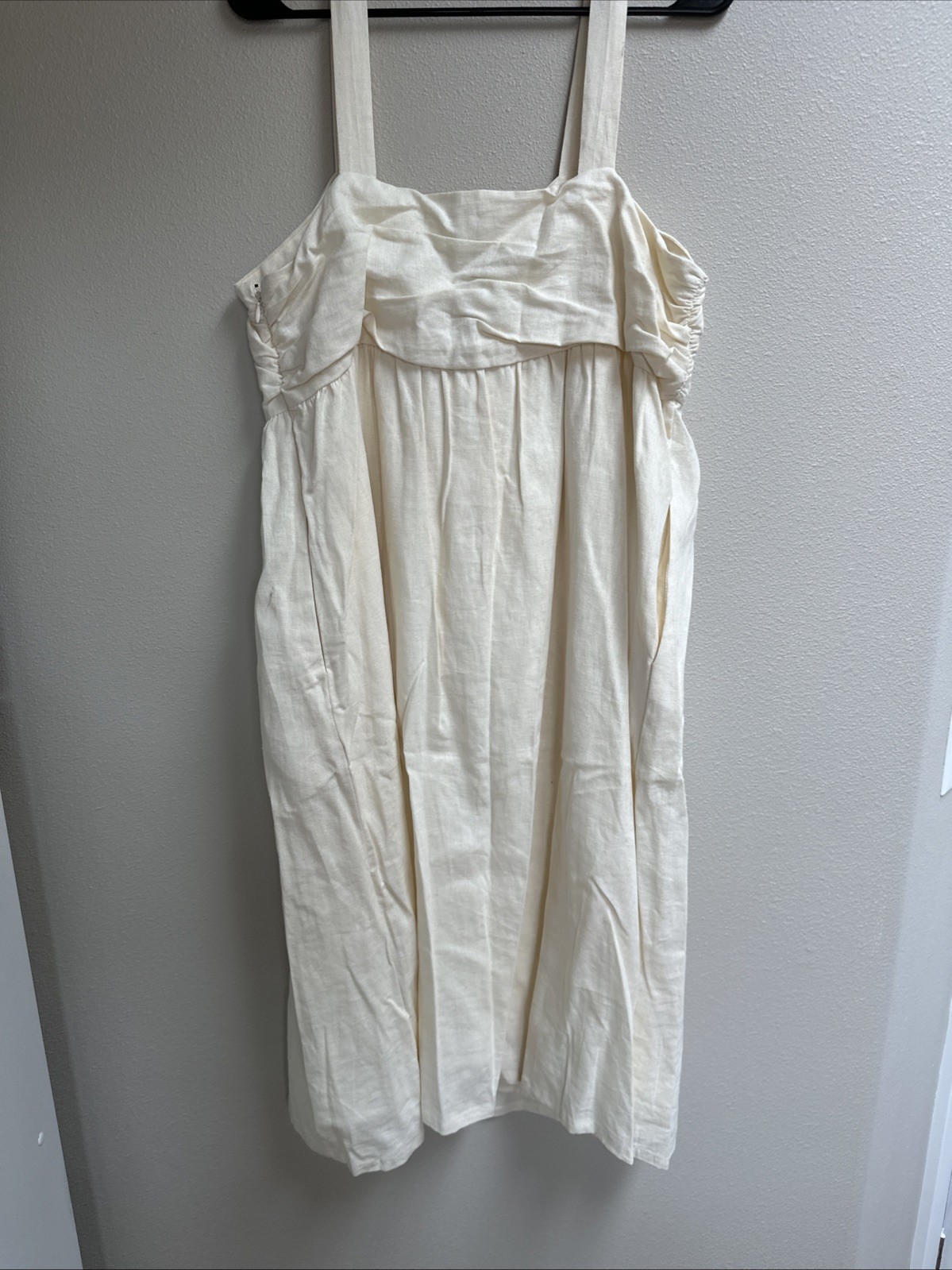 NWT Who What Wear Women’s Linen Dress XL Portrait Summer Vacation Beach Cream