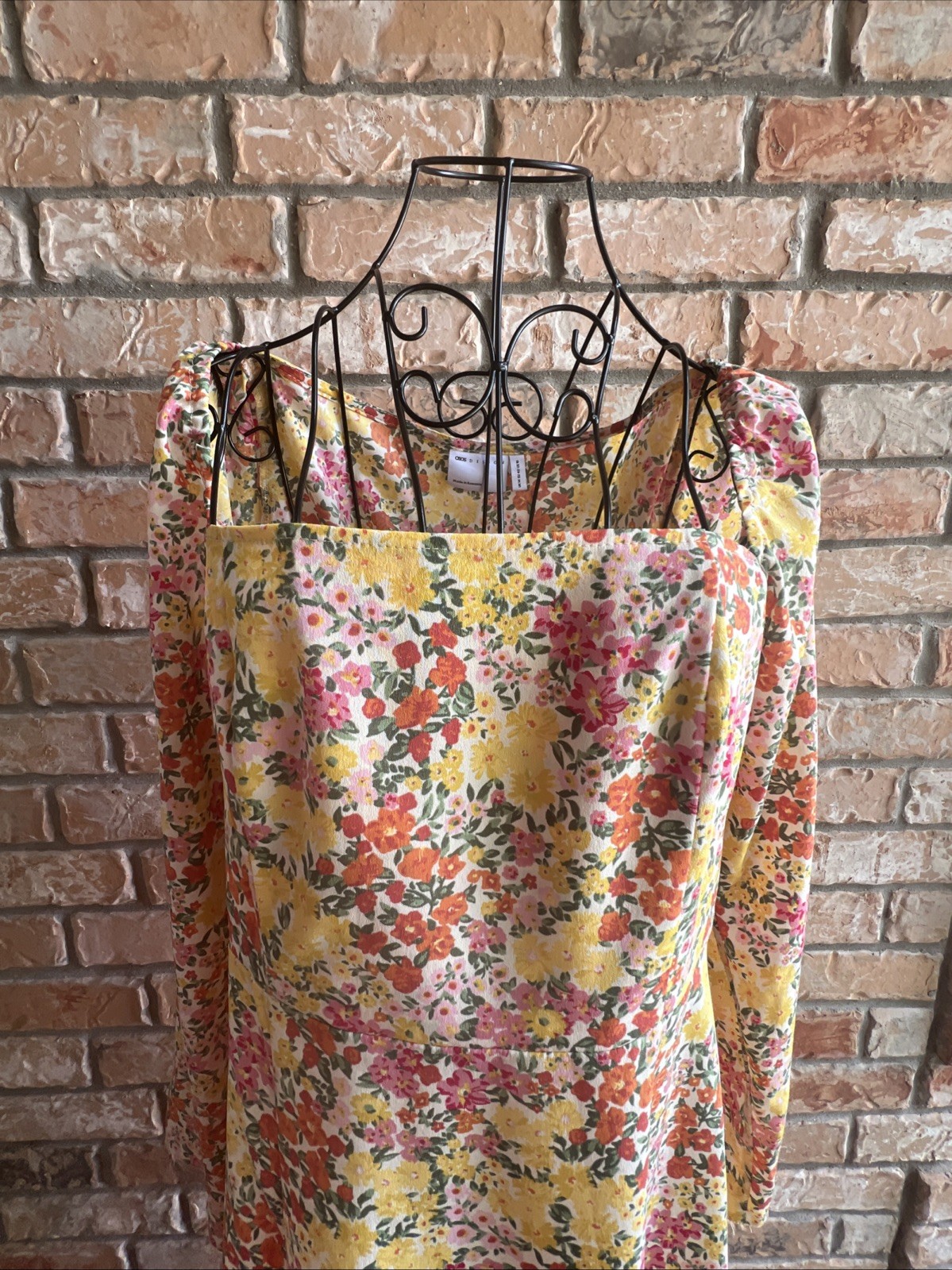 ASOS DESIGN Womens Dress UK14 US10 Floral Yellow Pink Cottagecore