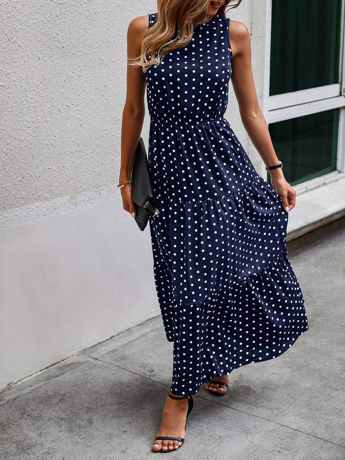 Ladies A Line Cut Ruffle Hem Louniche Maxi Dress
