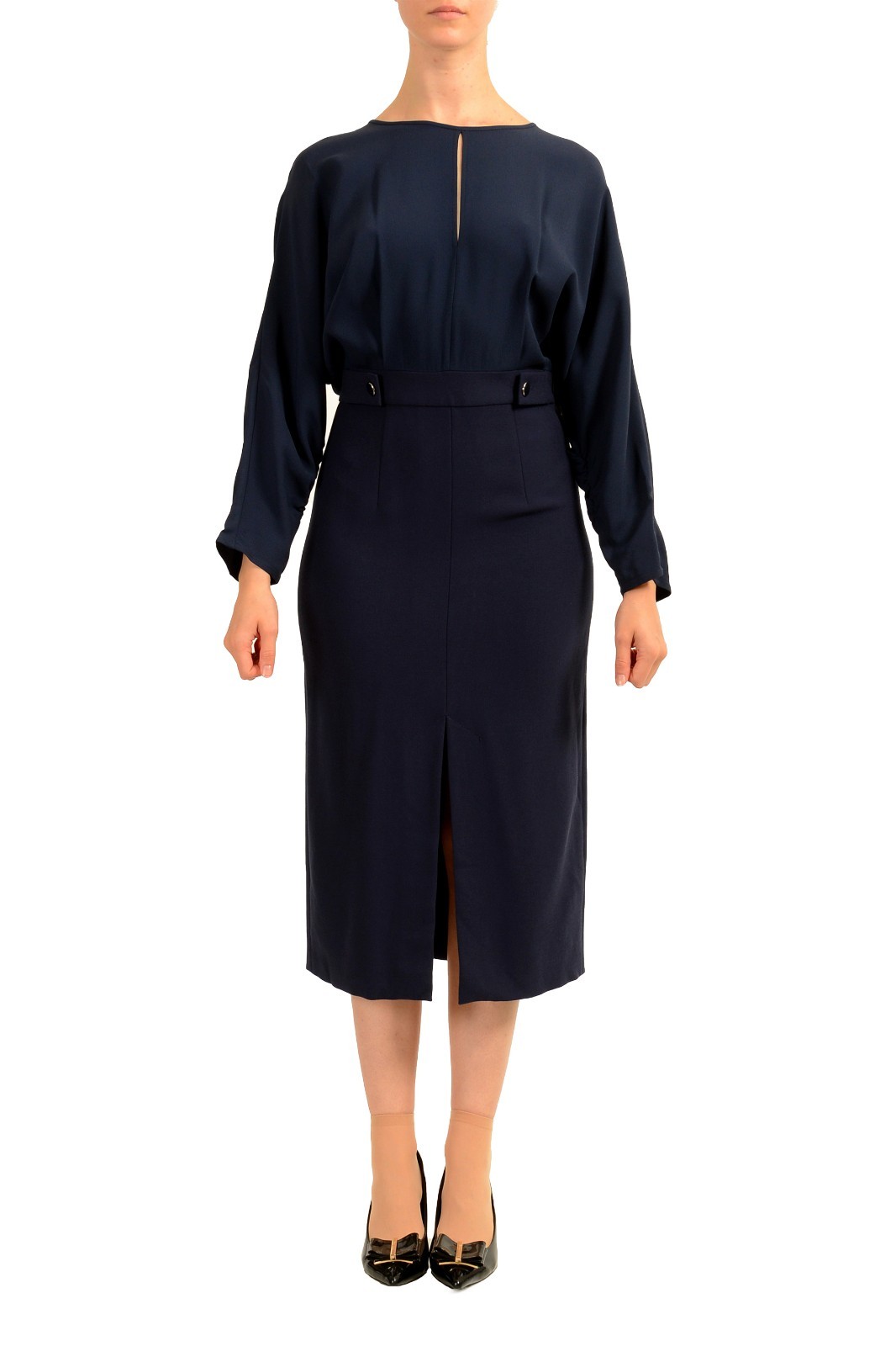 Hugo Boss Women’s “Ditela” Blue 3/4 Sleeve Pencil Dress US 4 IT 40
