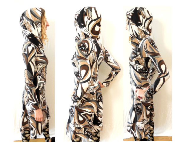 Split Neckline, Jersey Dress Knee Length Striped, Black or Floral