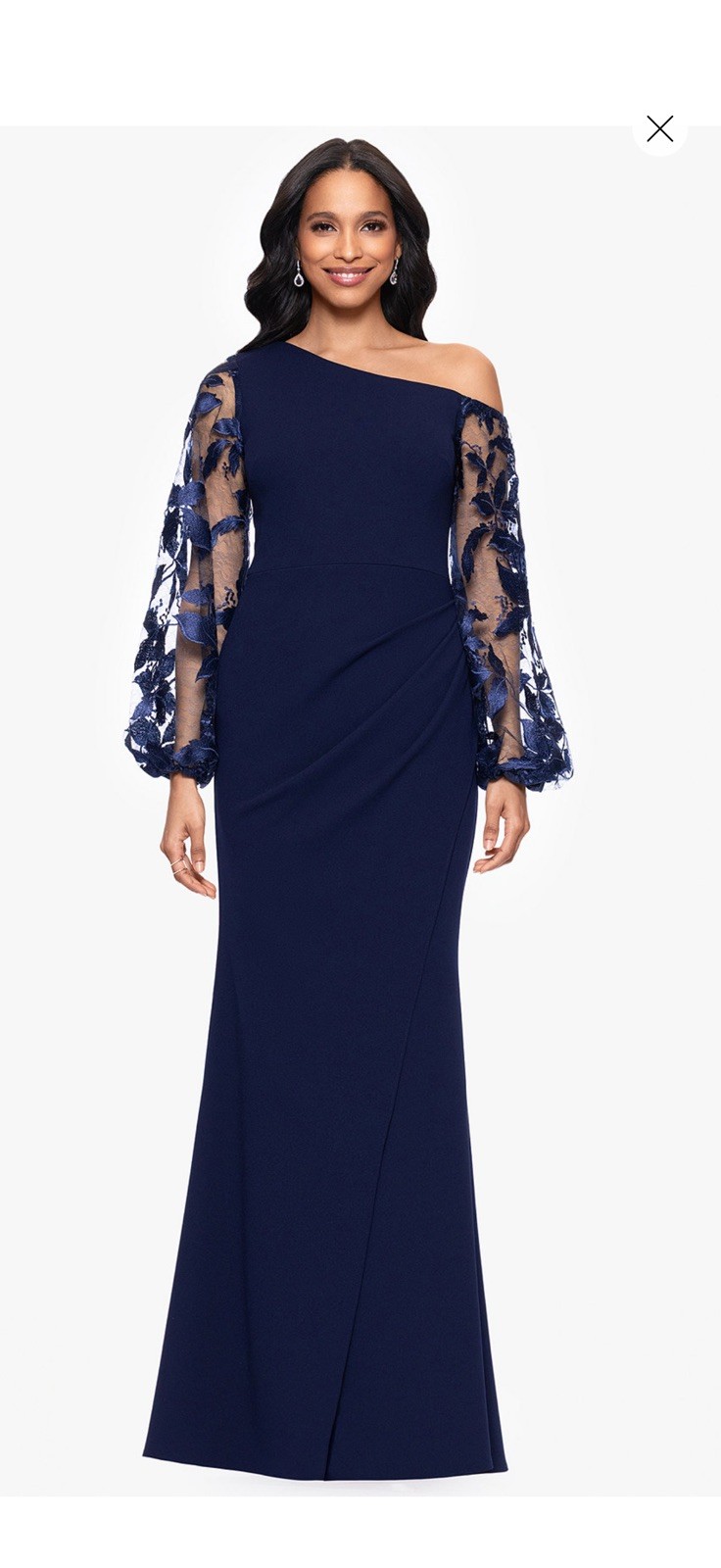 Betsy & Adam Petites Scuba Crepe Asymmetrical-Neck Long Dress size 4