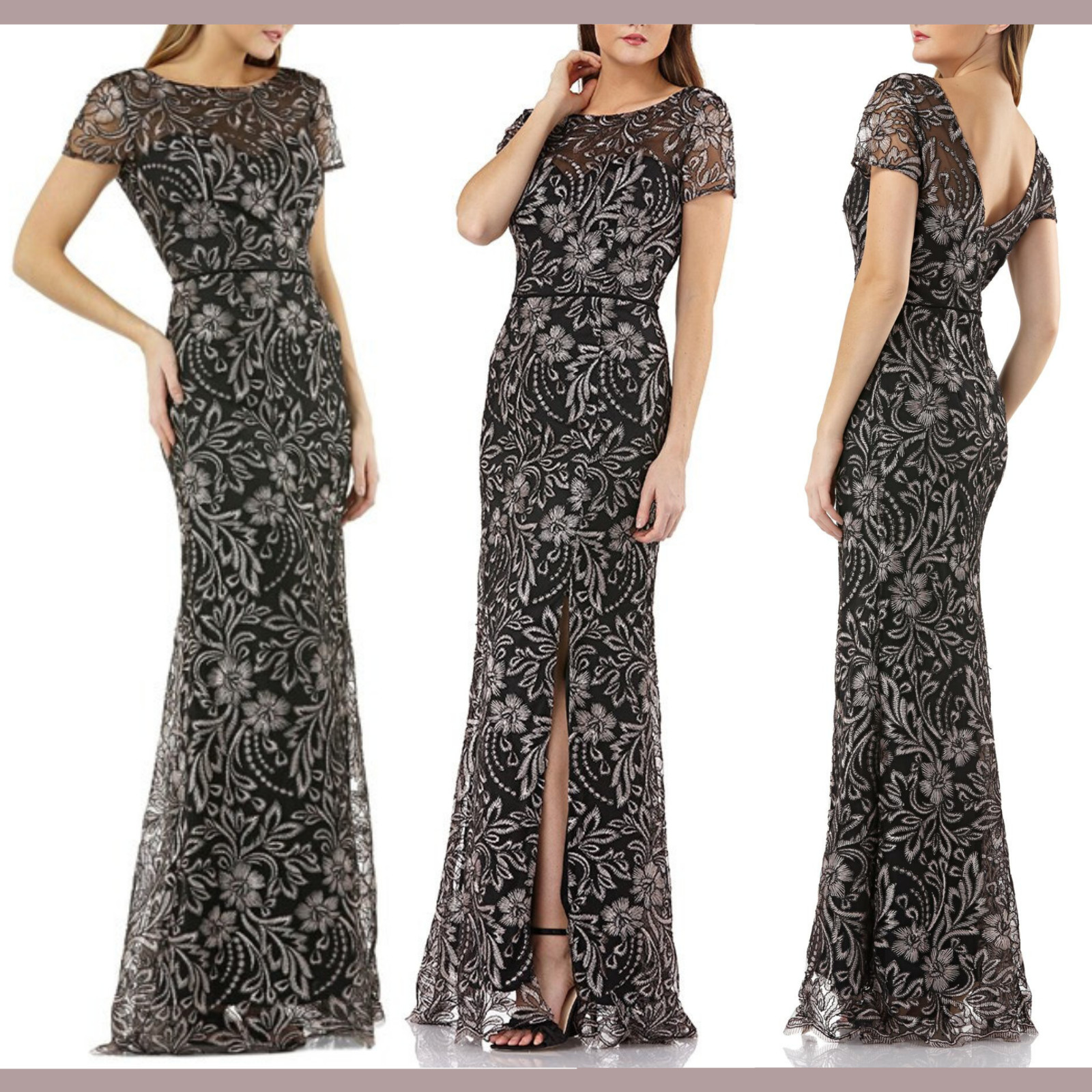 NEW JS Collections [SZ 10 ] Embroidered Trumpet Gown in Black/Pink #G308