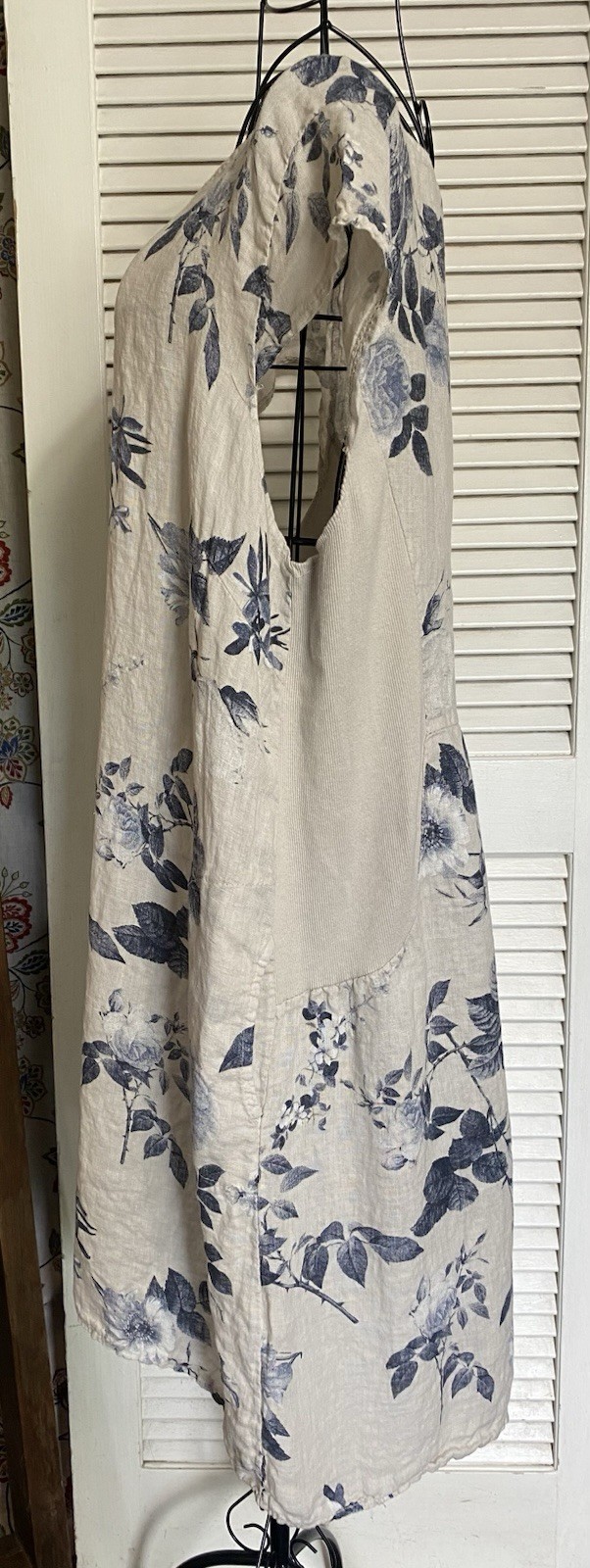 Lingo L’Arno 100% Linen Shift Dress Coastal Lagenlook Floral Made In Italy 2X